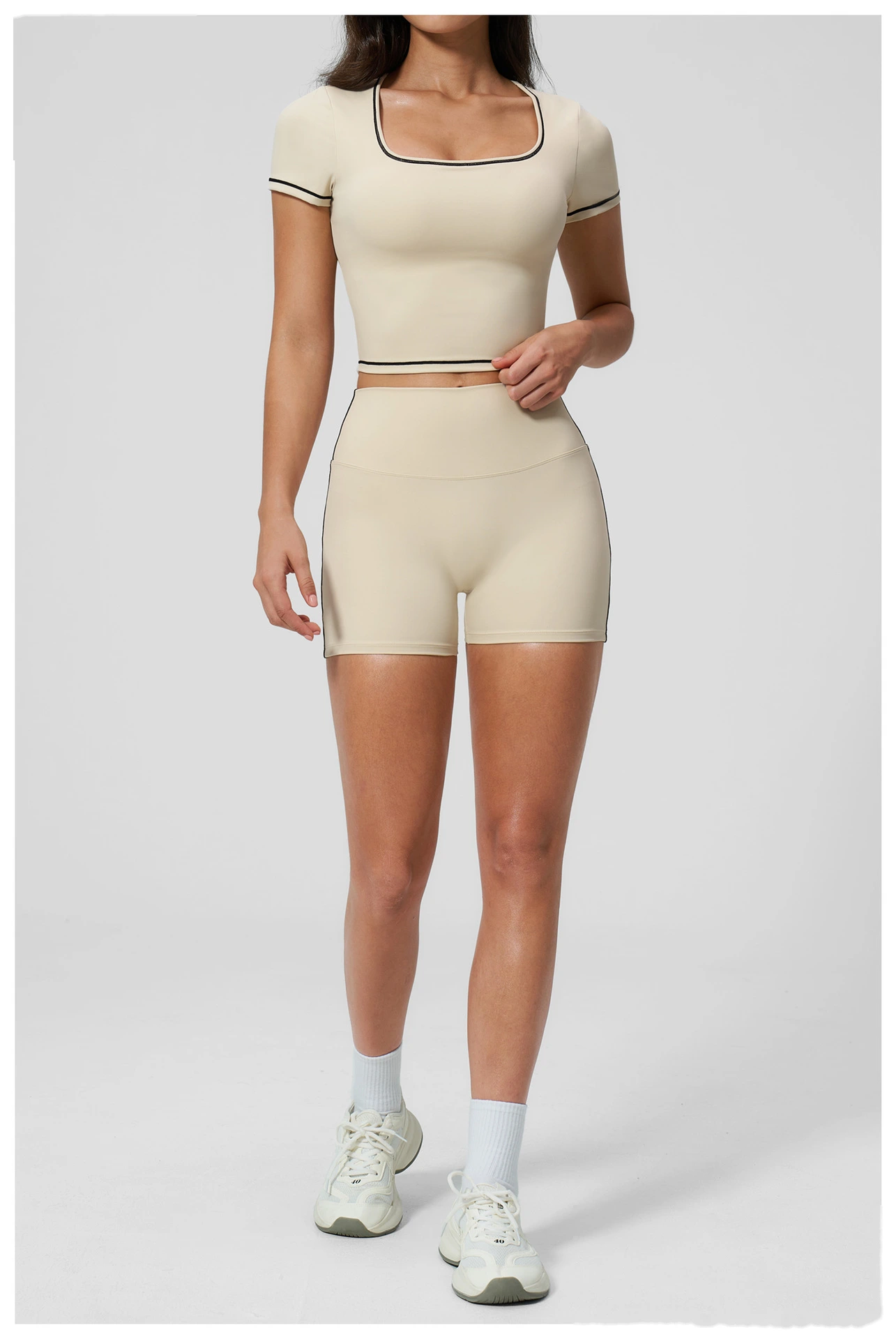 High Waist Peach Hip Naked Feel Yoga Shorts, Elastic Tight Sports Fitness Yoga Short Outfit for Women detail