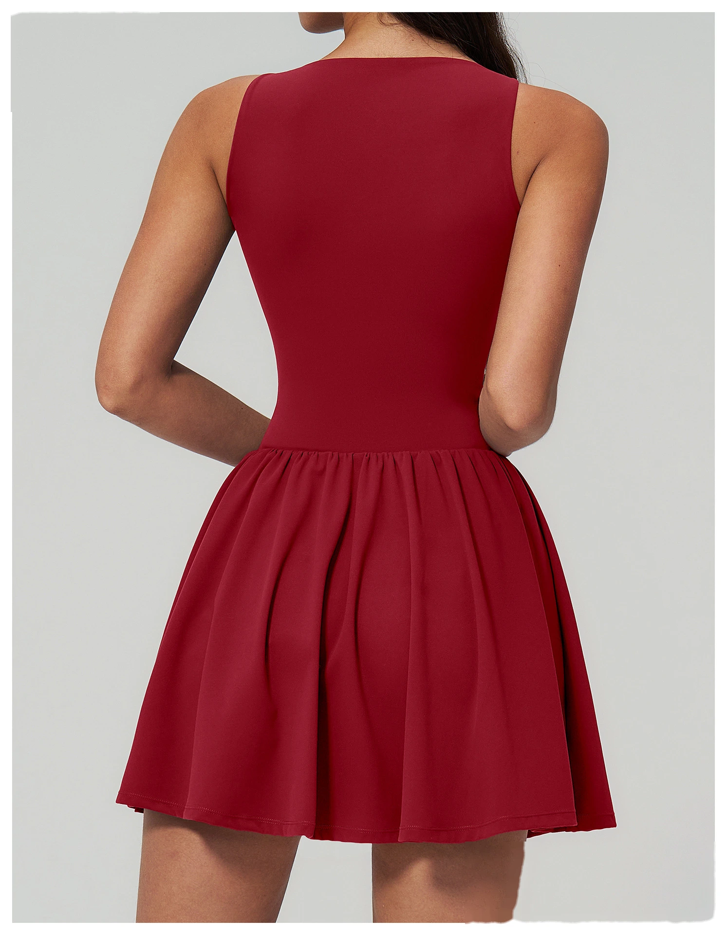 Women’s Custom Sports Tank Dress Sleeveless Slim Yoga Tennis Skirt Dress for Fitness Running Outdoor Activewear detail