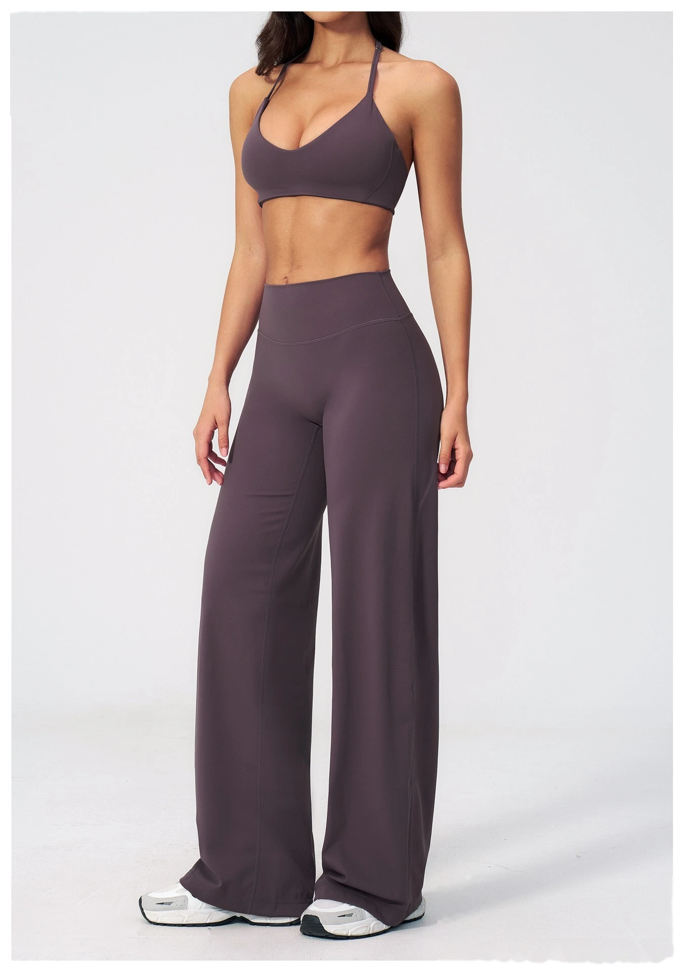 Slim Beauty Back Sports Bra Yoga Set, Casual Wide Leg Quick Dry Yoga Pants Fitness Suit for Women detail