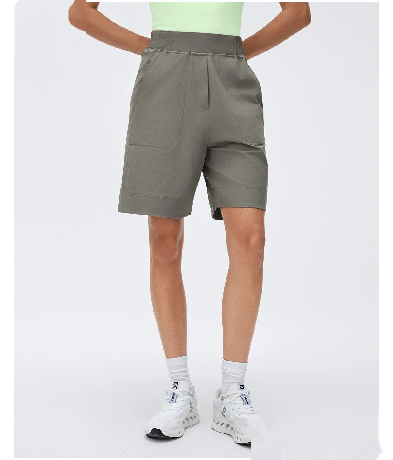 Bulk Custom Women's Sports Mid-Shorts - High-Waisted Lightweight Loose Straight Breathable Running Fitness Pants detail