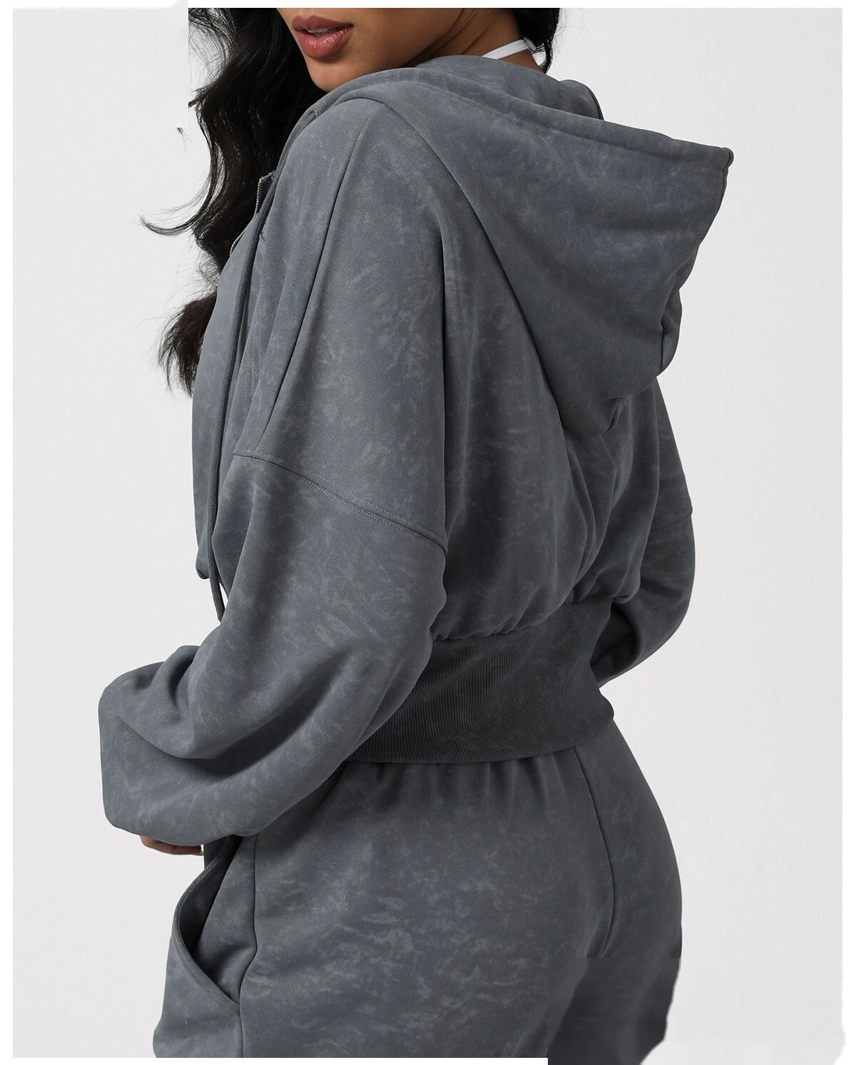 New Autumn & Winter Sports Casual Hooded Sweatshirt - Short-Length Waist-Cinched Retro Printed Cardigan Jacket for Yoga detail