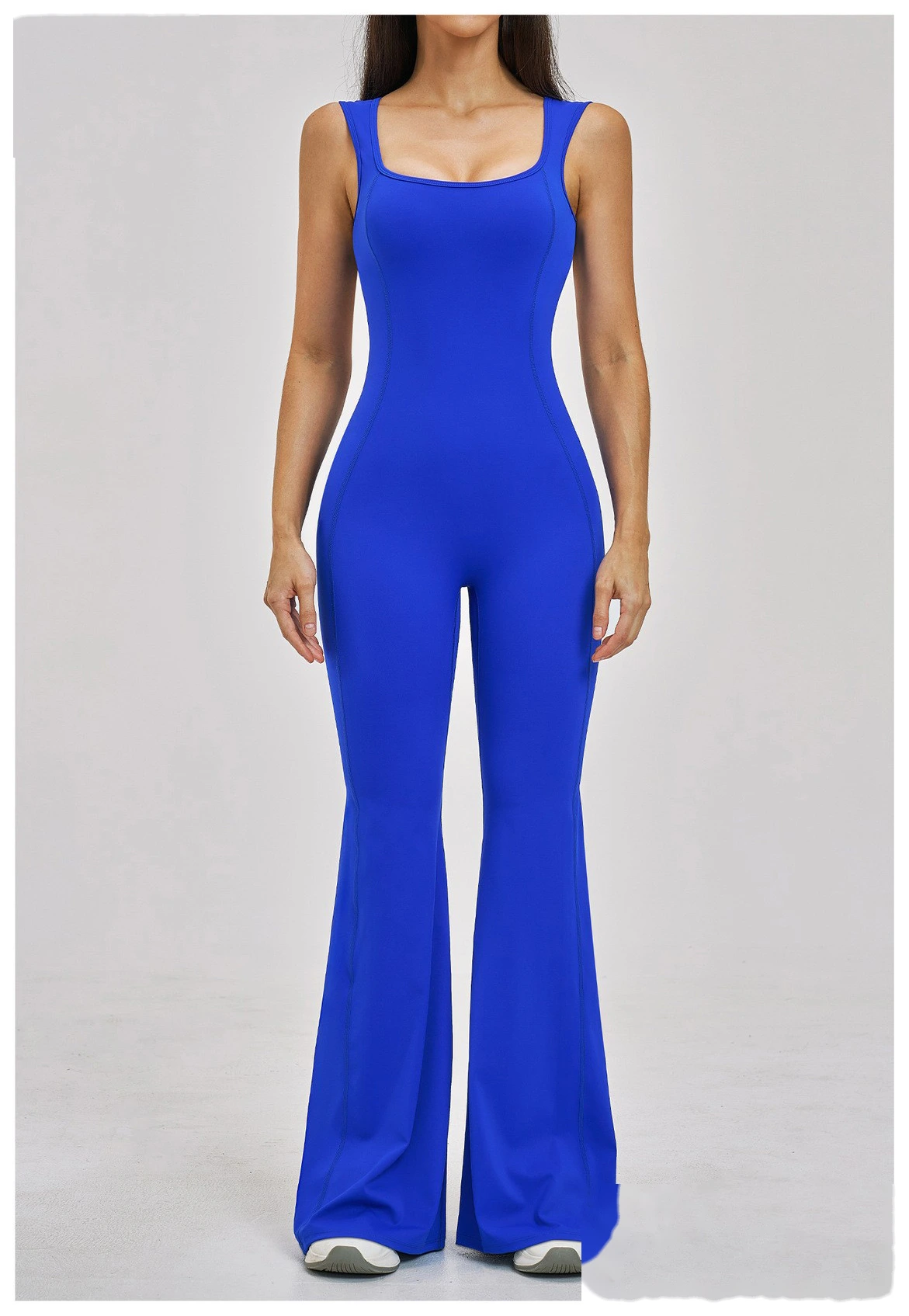 Custom Women’s Flared Leg Yoga One-Piece Outfit Beauty Back Slim Fit Fitness Gym Bodysuit Sport Jumpsuit detail