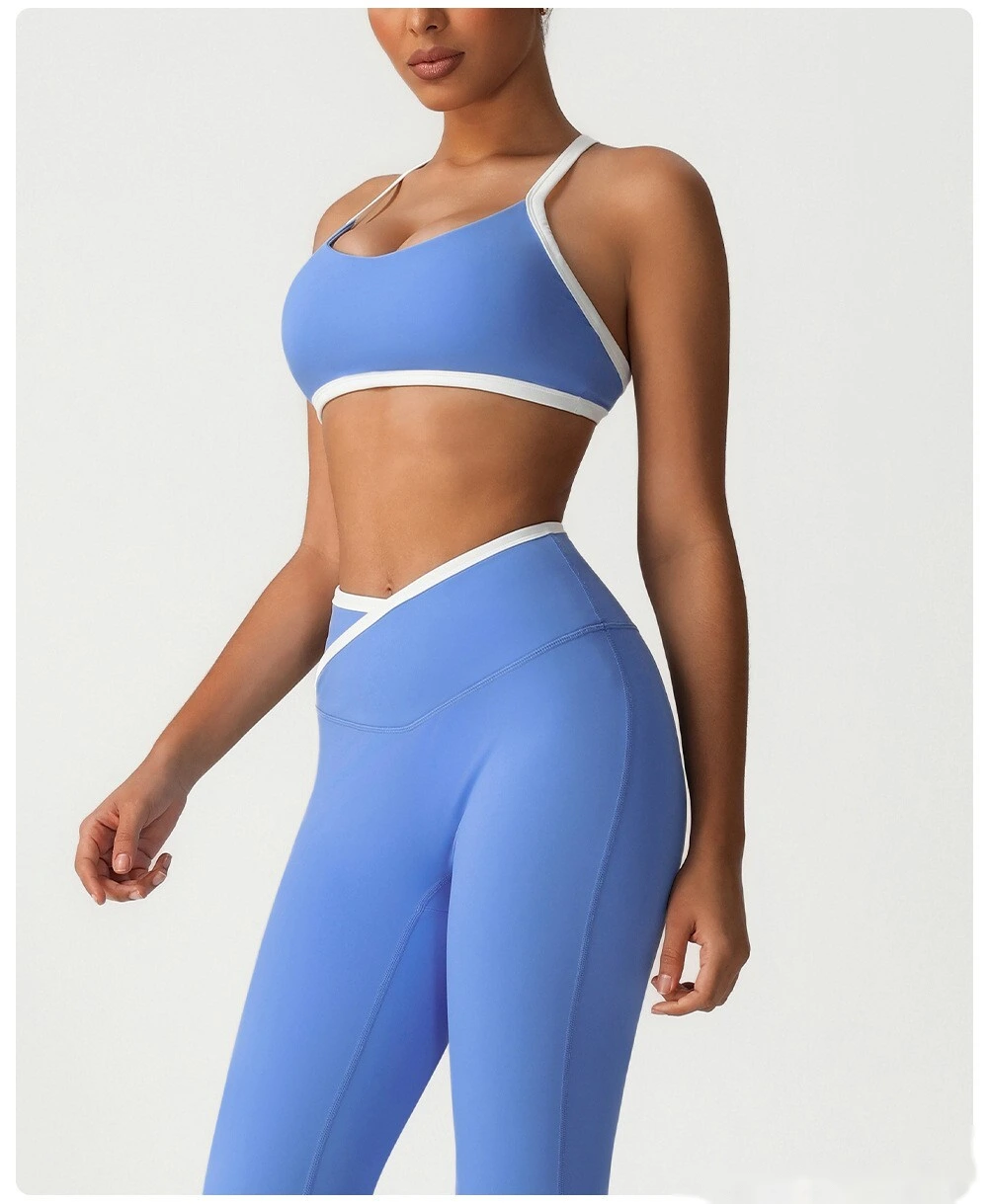 Customized contrast stitching beauty back bra yoga clothes quick-drying sports bra running fitness vest female detail