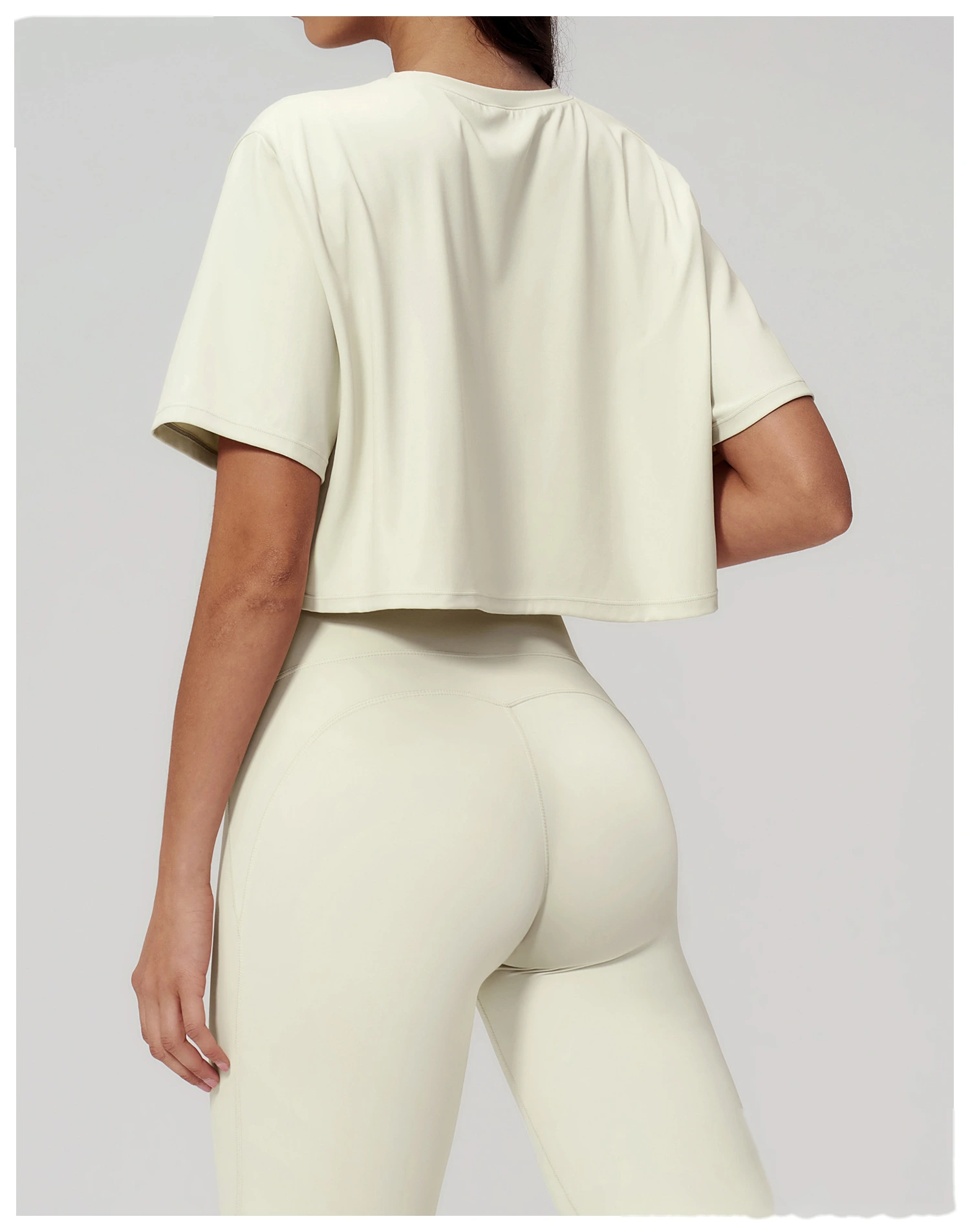Custom Women’s Loose Fit Cropped Workout Top Short Sleeve Yoga T-Shirt Running Gym Activewear detail