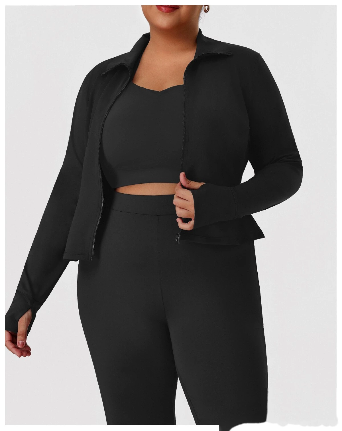 Custom US/EU Plus Size Yoga Coat | Winter Warm Sports Top, Outdoor Running Fitness Jacket detail