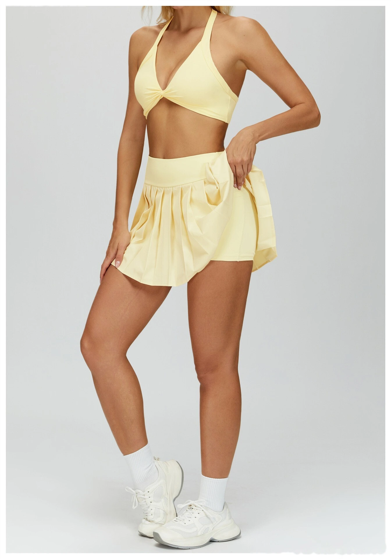 Custom Women’s Fake Two-Piece Pleated Skirt - Naked-Feel Anti-Chafing Yoga Tennis Running Fitness Skirt detail