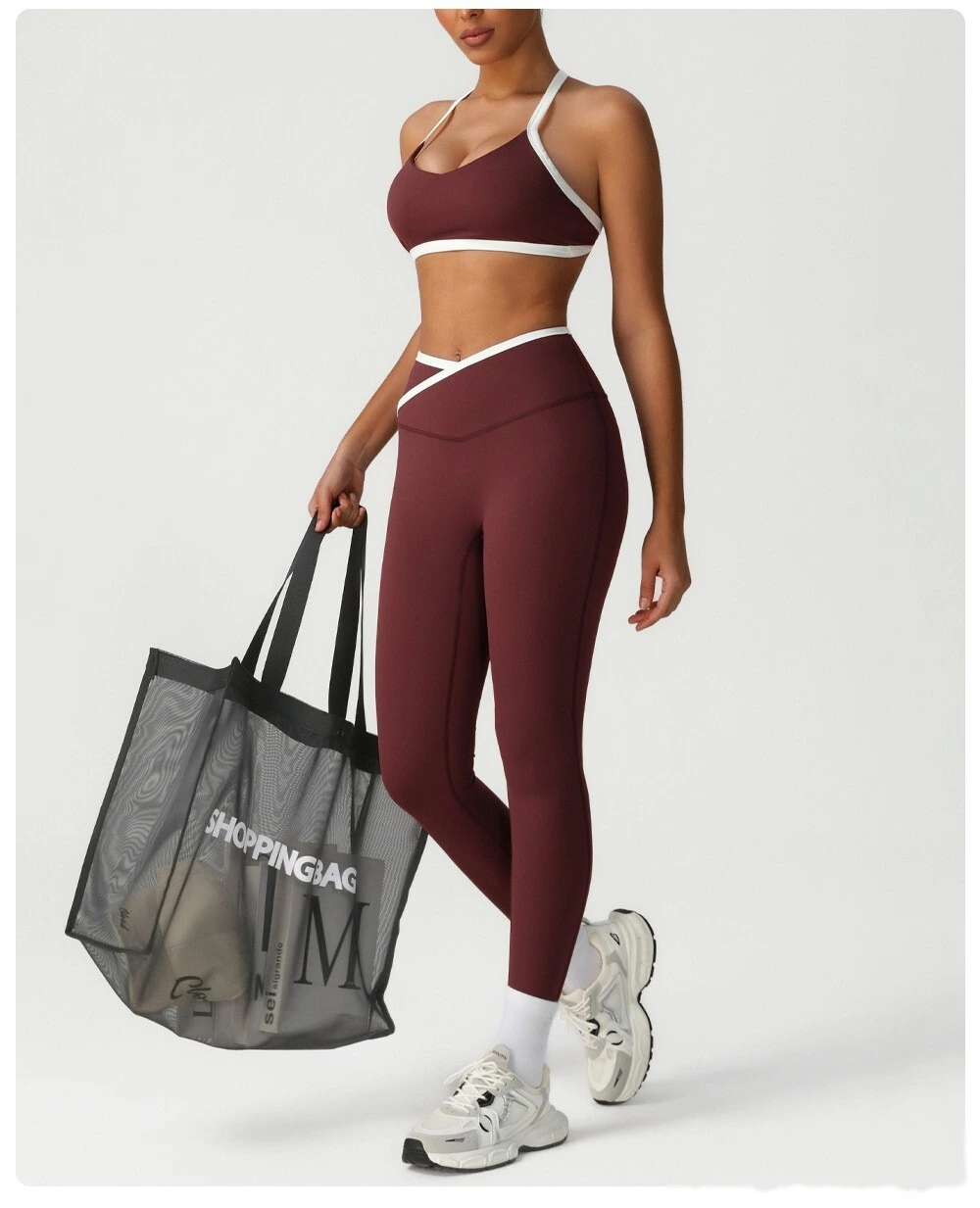 Custom-made comfortable tight-fitting yoga pants cross high waist sports pants training running fitness pants detail