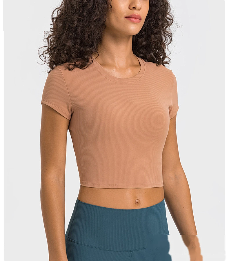 Quality Custom sports shirt sexy navel short yoga short sleeve T-shirt Manufacturer detail