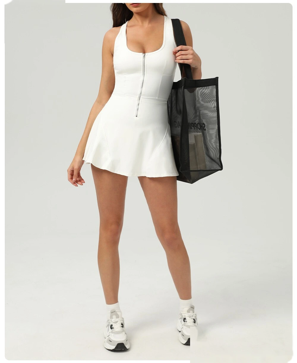 Customized sleeveless tennis dress outdoor sports skirt anti-exposure integrated leggings skirt detail