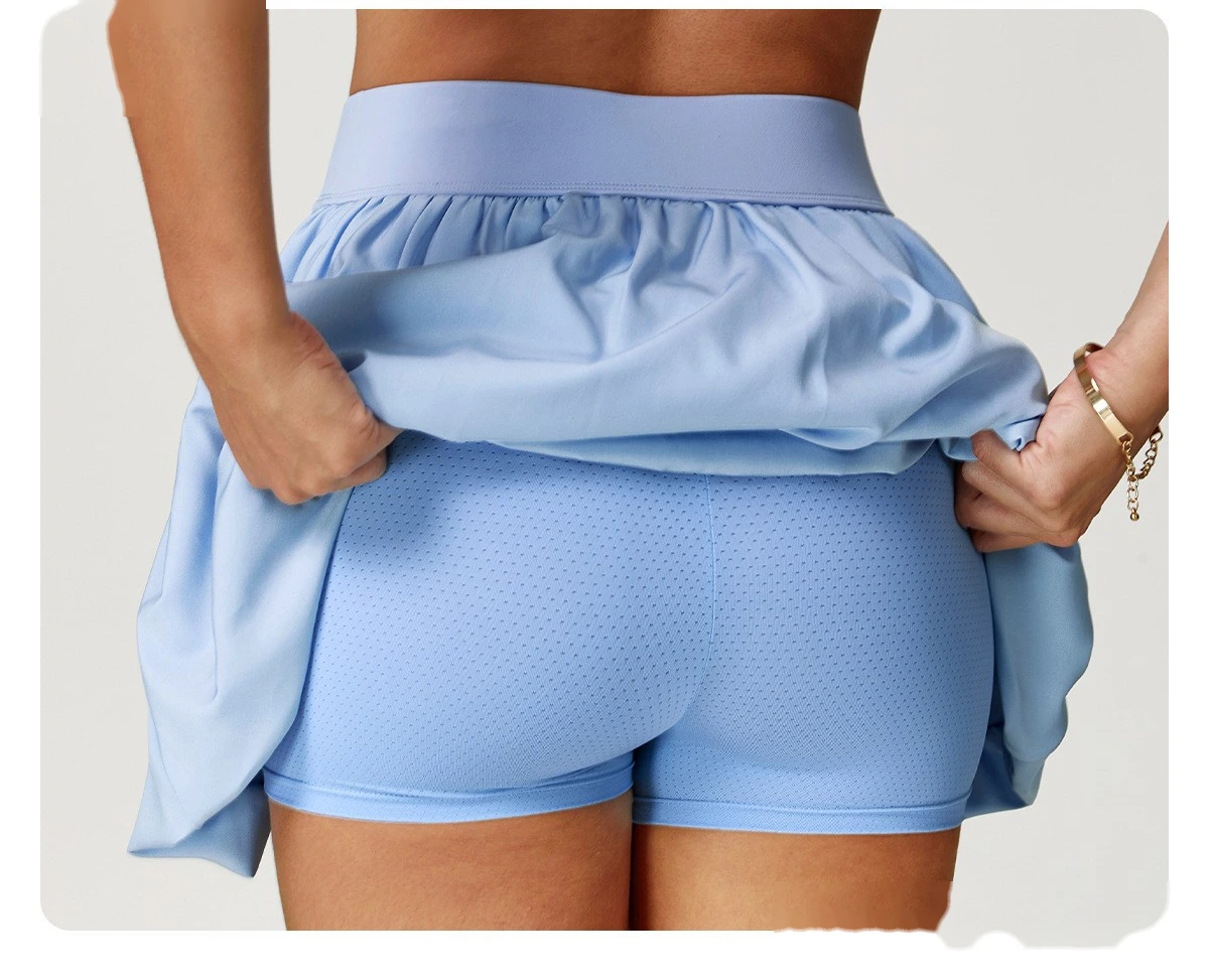 Tennis short skirt anti-exposure bottoming breathable pocket fluffy skirt running short skirt detail