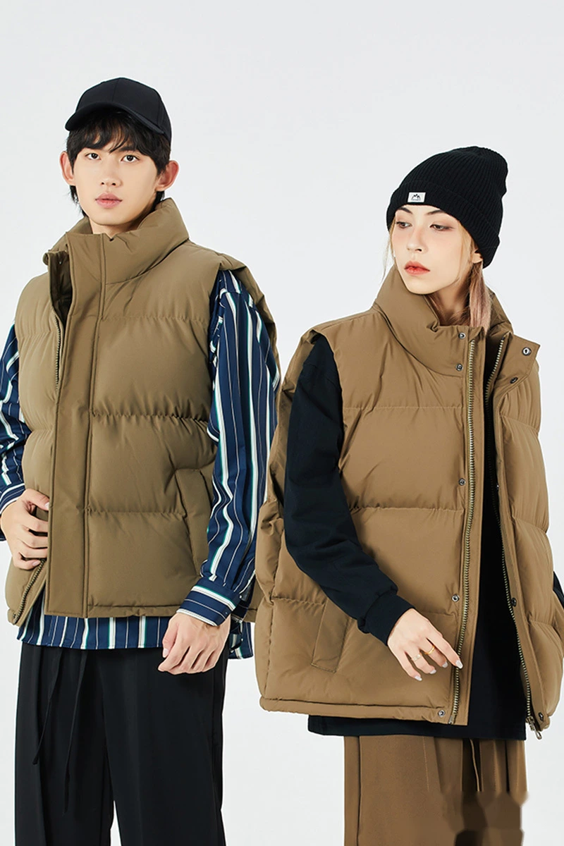 Customized fashion waterproof and warm cotton-padded jacket down jacket vest for men and women detail