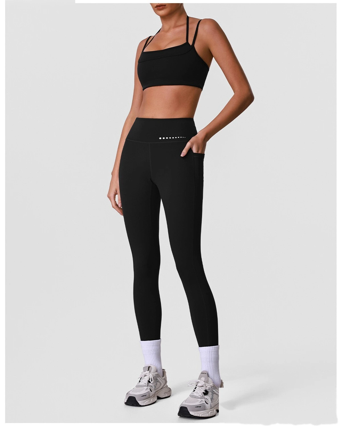 Custom Women’s Sexy Back Yoga Bra & High Stretch Tight Leggings Set Gym Activewear Suit detail