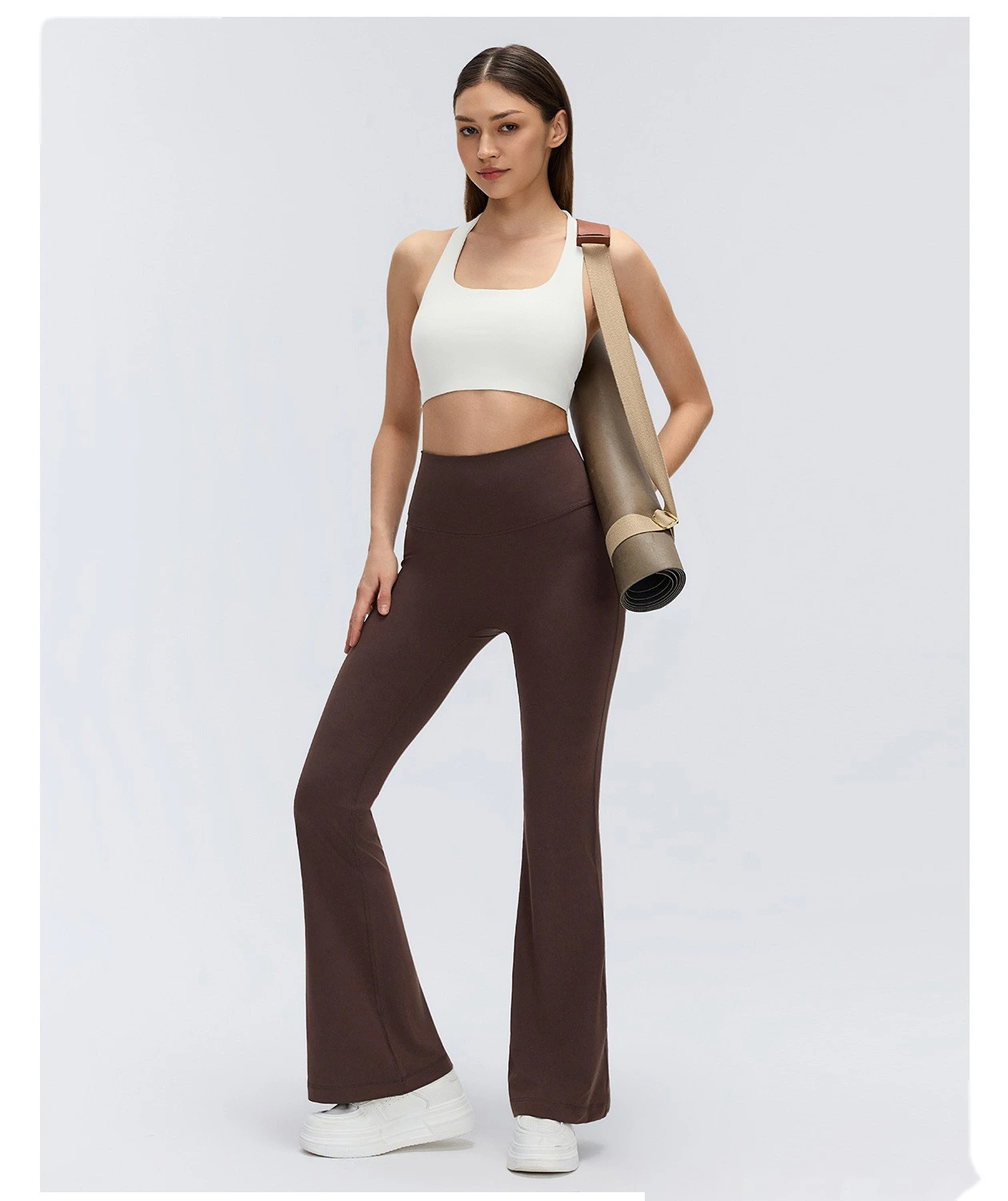 Custom High Waist Micro Flare Yoga Leggings Tummy Control Butt Lifting Slim High Stretch Workout Pants detail
