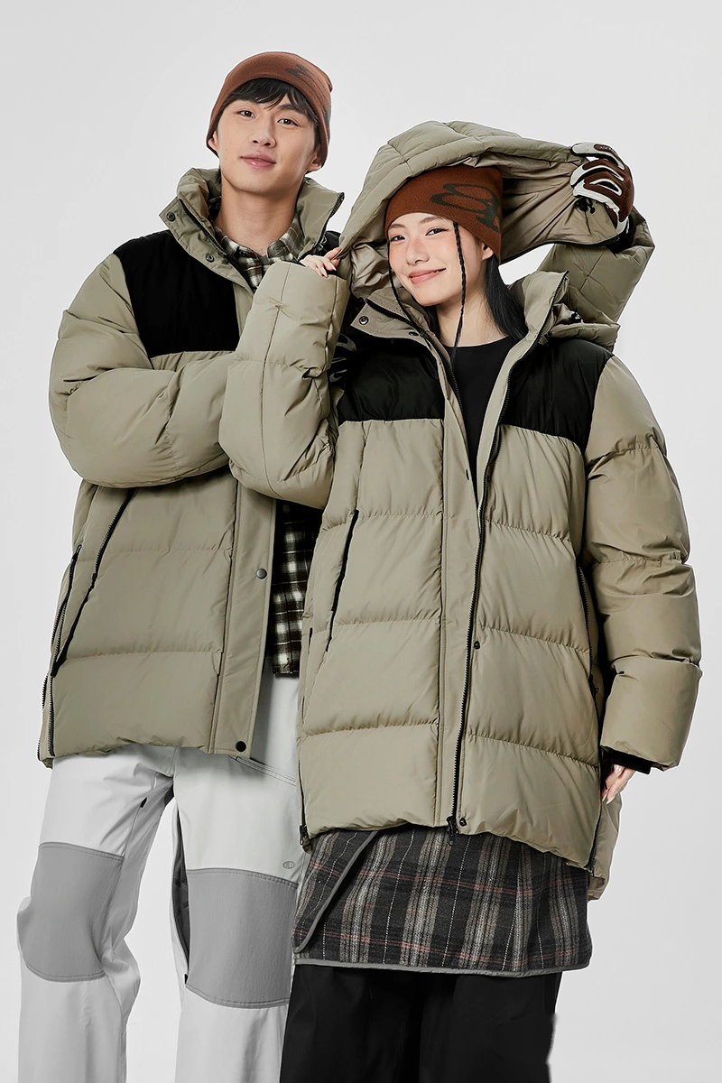 Customize winter men's and women's windproof warm contrast fashion cotton-padded coat. detail