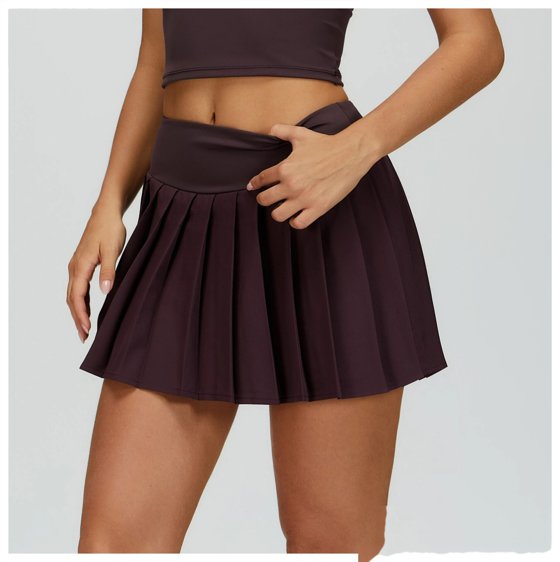 Custom Women’s Fake Two-Piece Pleated Skirt - Naked-Feel Anti-Chafing Yoga Tennis Running Fitness Skirt detail