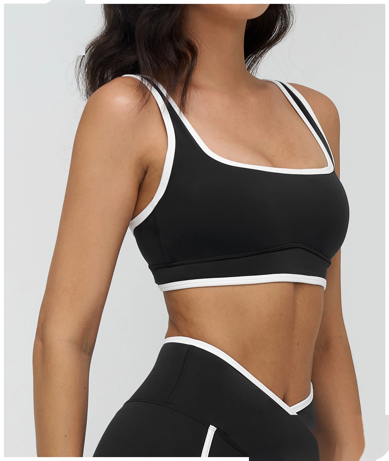 Custom Buttery Soft Yoga Set - Women's Color Block Tight Sports Bra for Outdoor Running & Fitness detail