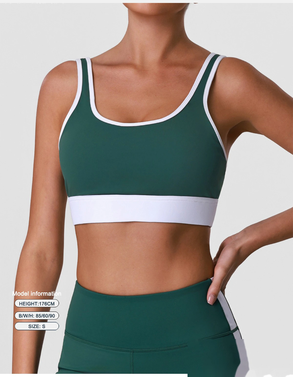 Women’s Custom High Stretch Quick Dry Color Block Sports Bra Beauty Back Yoga Bra Tank Top detail