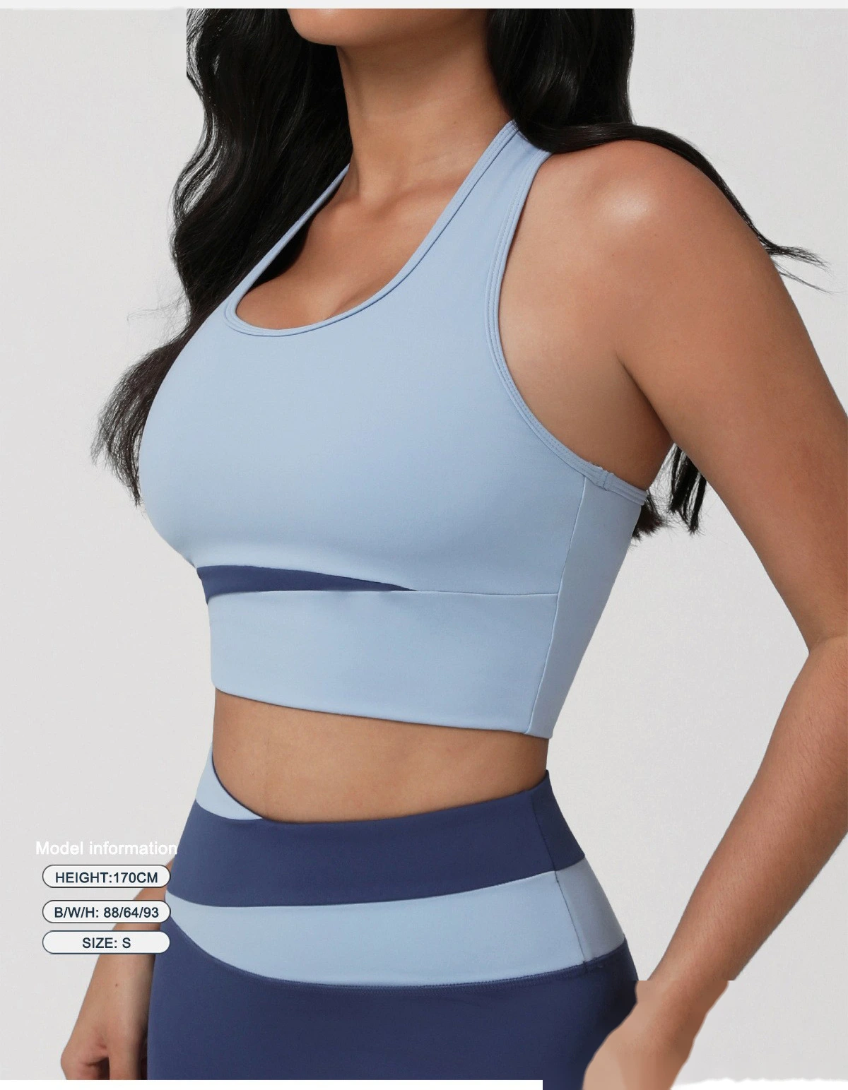 Custom High-Support Shockproof Yoga Bra - Color-Block Backless Tank Top with Pads for Running & Fitness Workouts detail