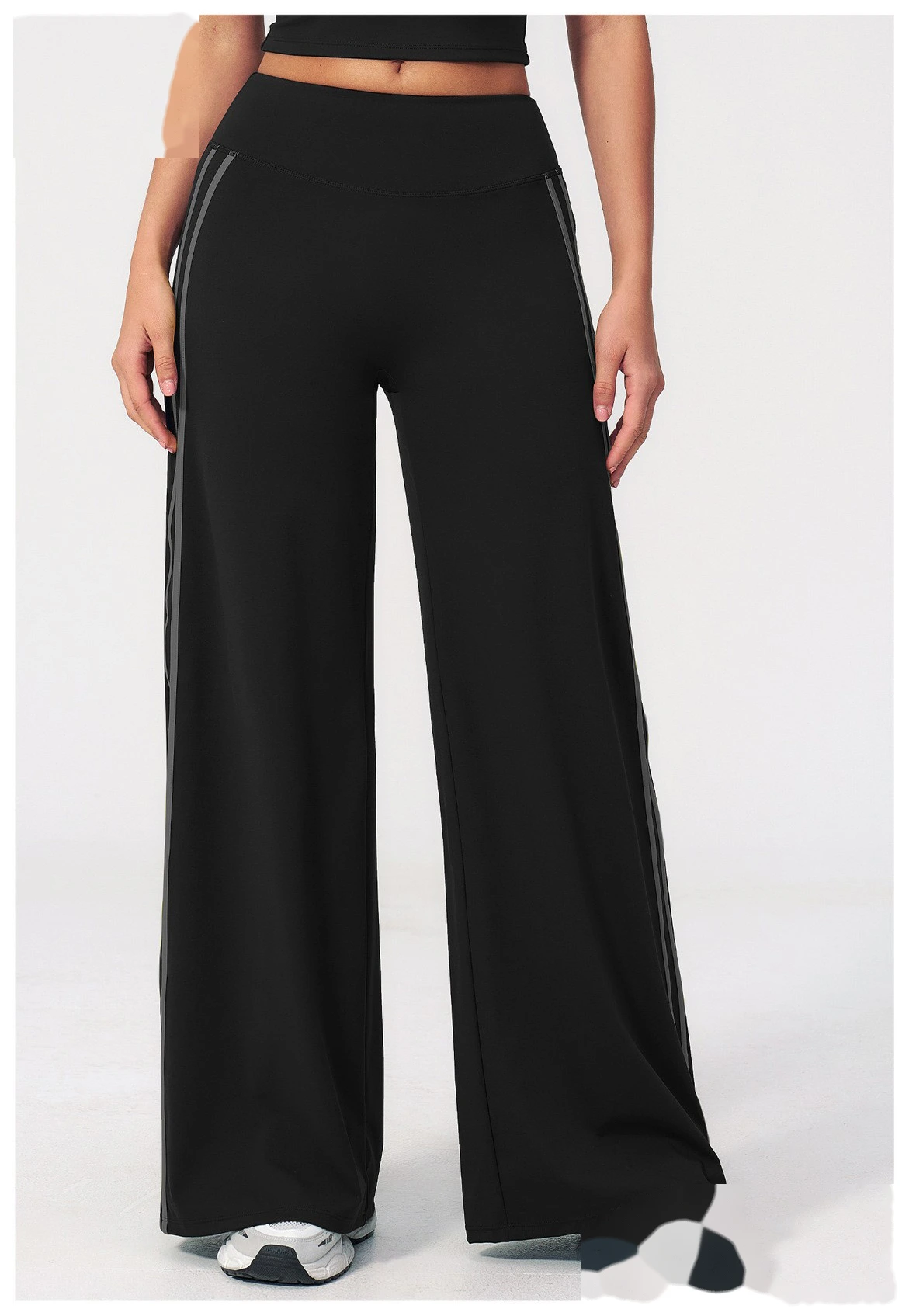 High Waist Hip Lifting Flare Yoga Pants, Color Block Naked Feel Slimming Workout Wide Leg Trousers detail