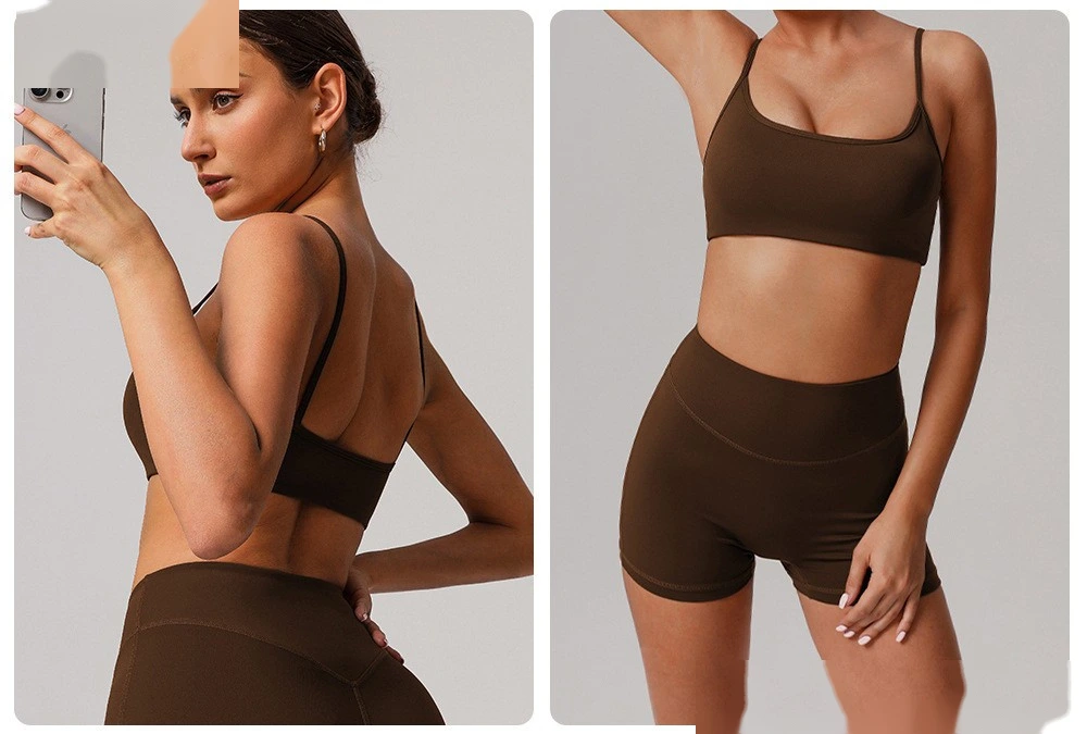 Customized beauty back sports bra nude yoga bra running fitness shirt sling yoga clothes detail