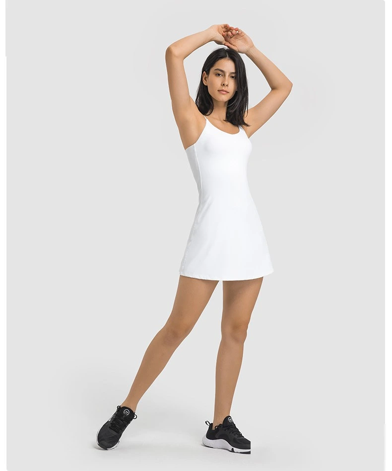 Womens tennis skirts spaghetti straps padded tank top skirt detail
