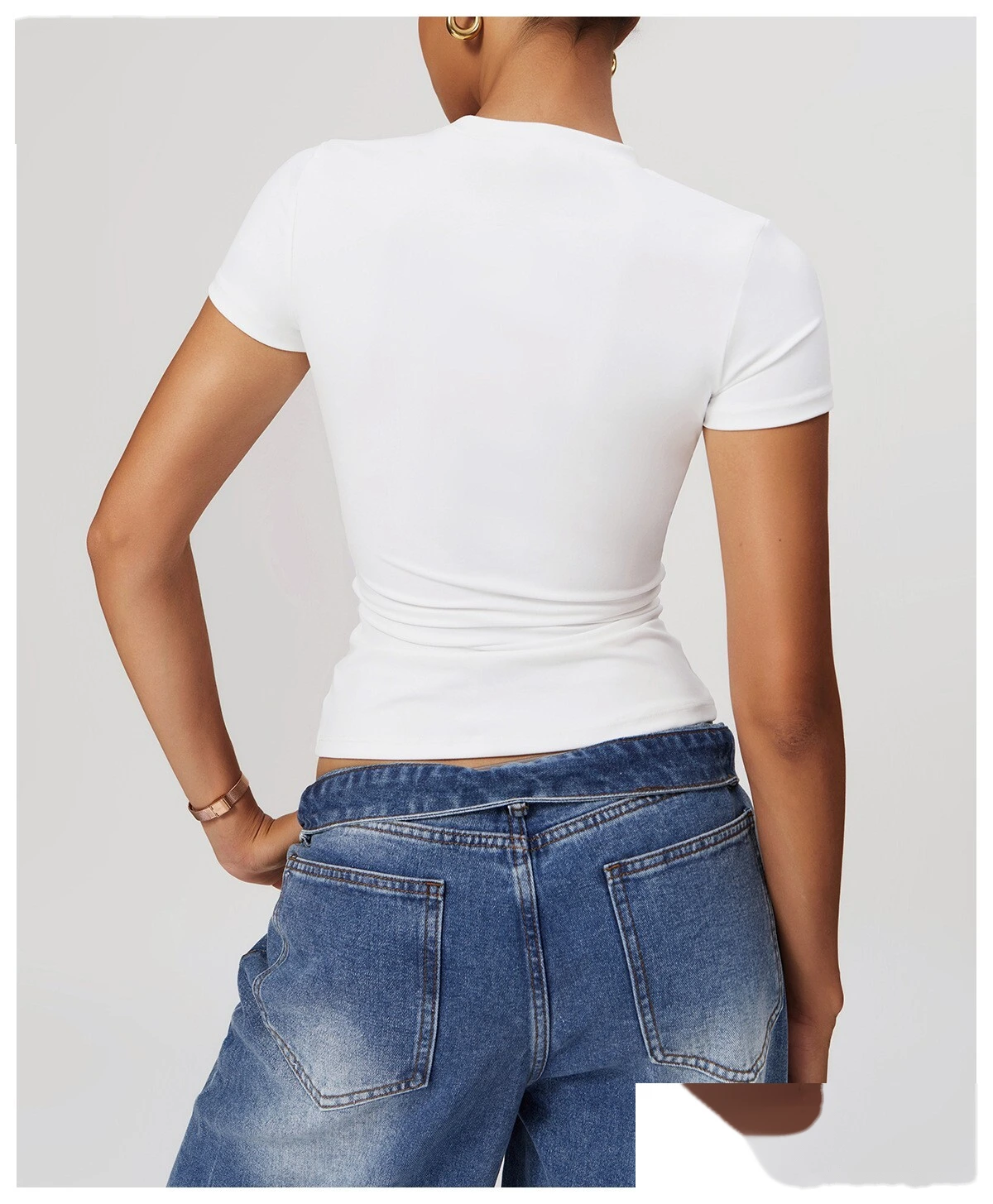 Women’s Custom Spring Summer Short Sleeve T-Shirt High Stretch Yoga Top Fitness Workout Running Tee detail