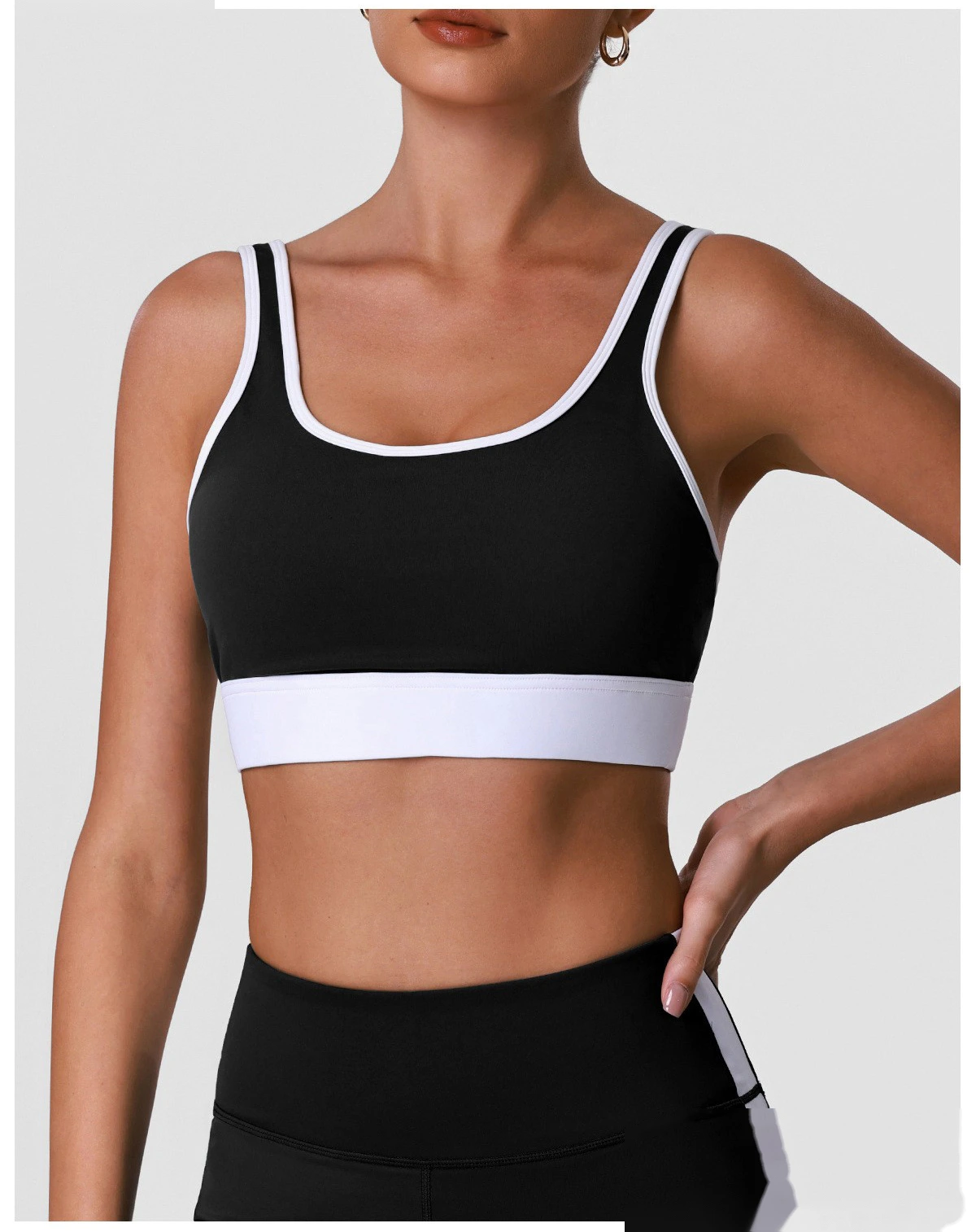 Women’s Custom High Stretch Quick Dry Color Block Sports Bra Beauty Back Yoga Bra Tank Top detail