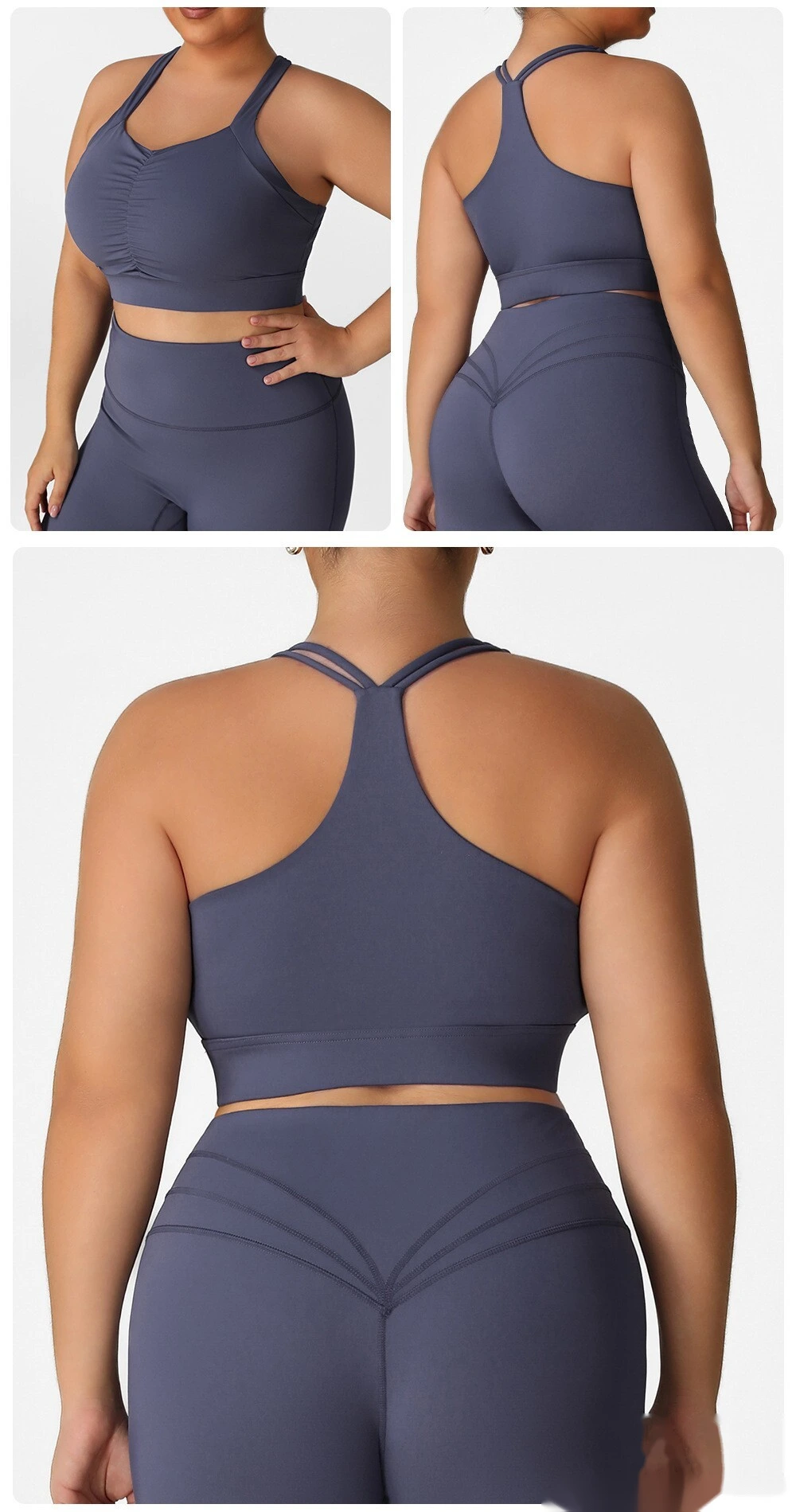 Customized Europe and America plus size sports bra running training fitness with chest pad yoga vest beautiful back bra. detail