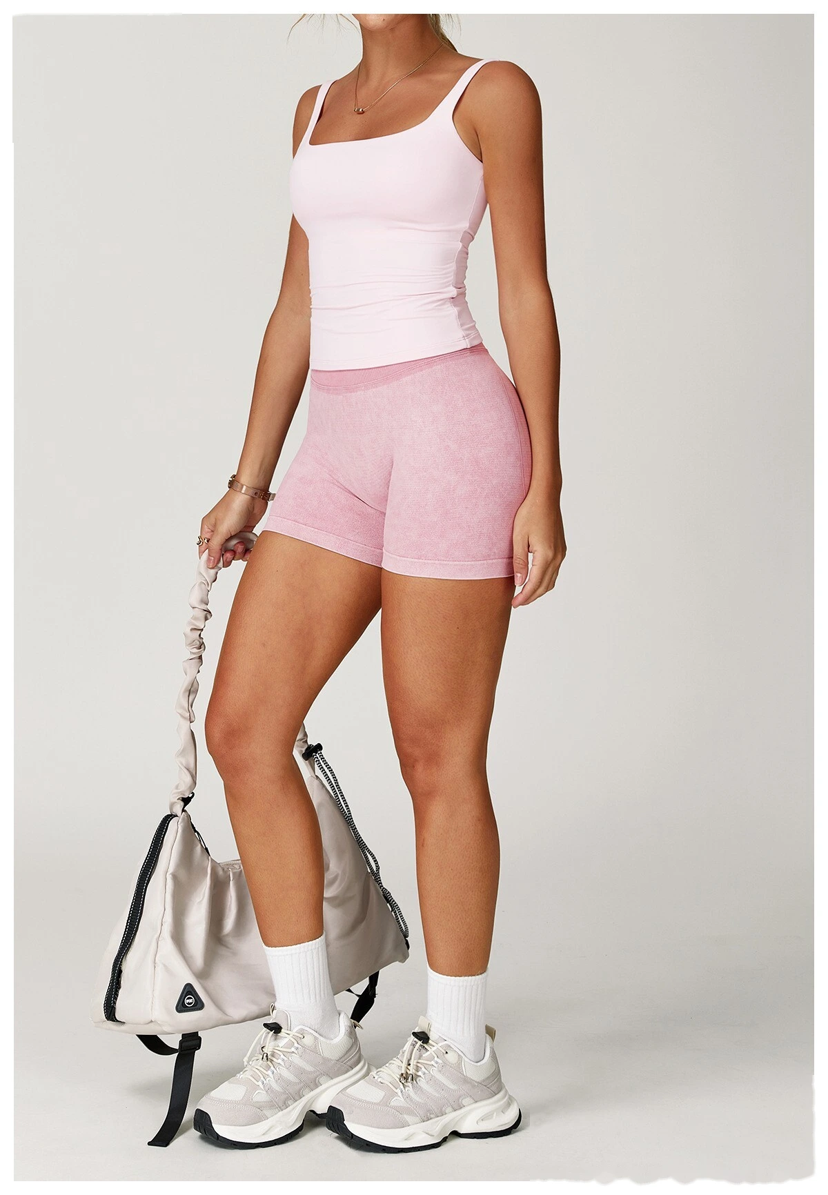 Seamless sand washing yoga shorts high waist hip shorts tight running fitness yoga pants female - allni detail