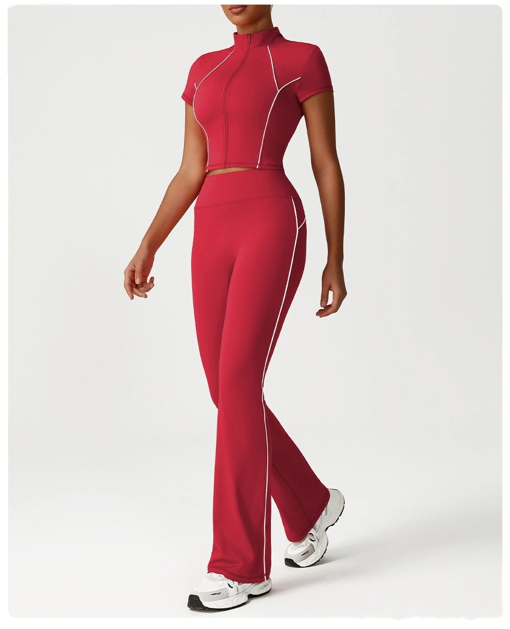 Custom micro-La leisure yoga pants women's new contrast running pants dance training fitness wide-leg pants detail