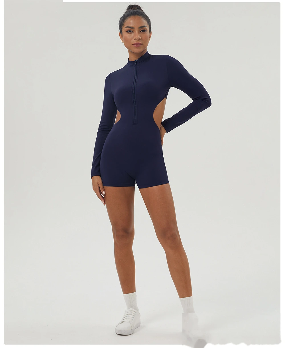Quality Customized hollow waist long sleeve yoga clothes jumpsuit women's fitness clothes Manufacturer detail