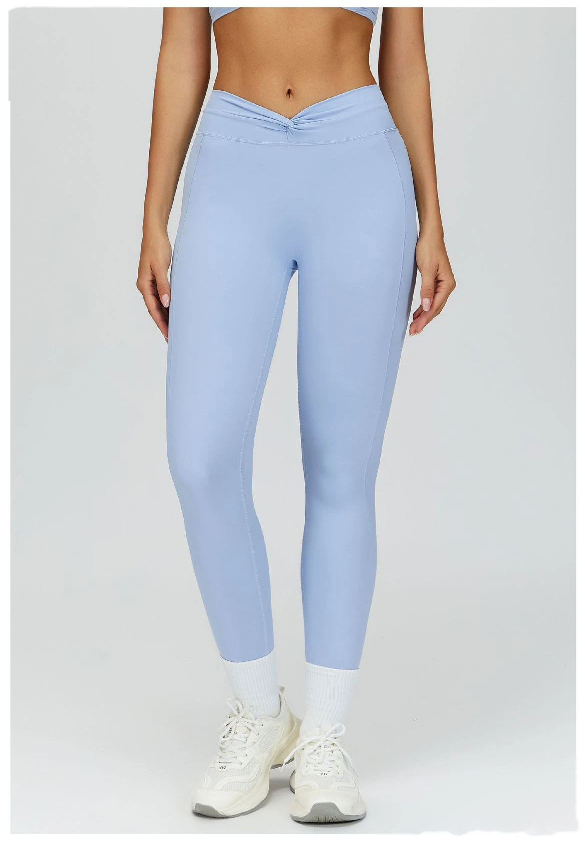 Custom Women’s Naked-Feel Running Leggings - Cross High-Waisted Ruched Tight Yoga Fitness Pants detail