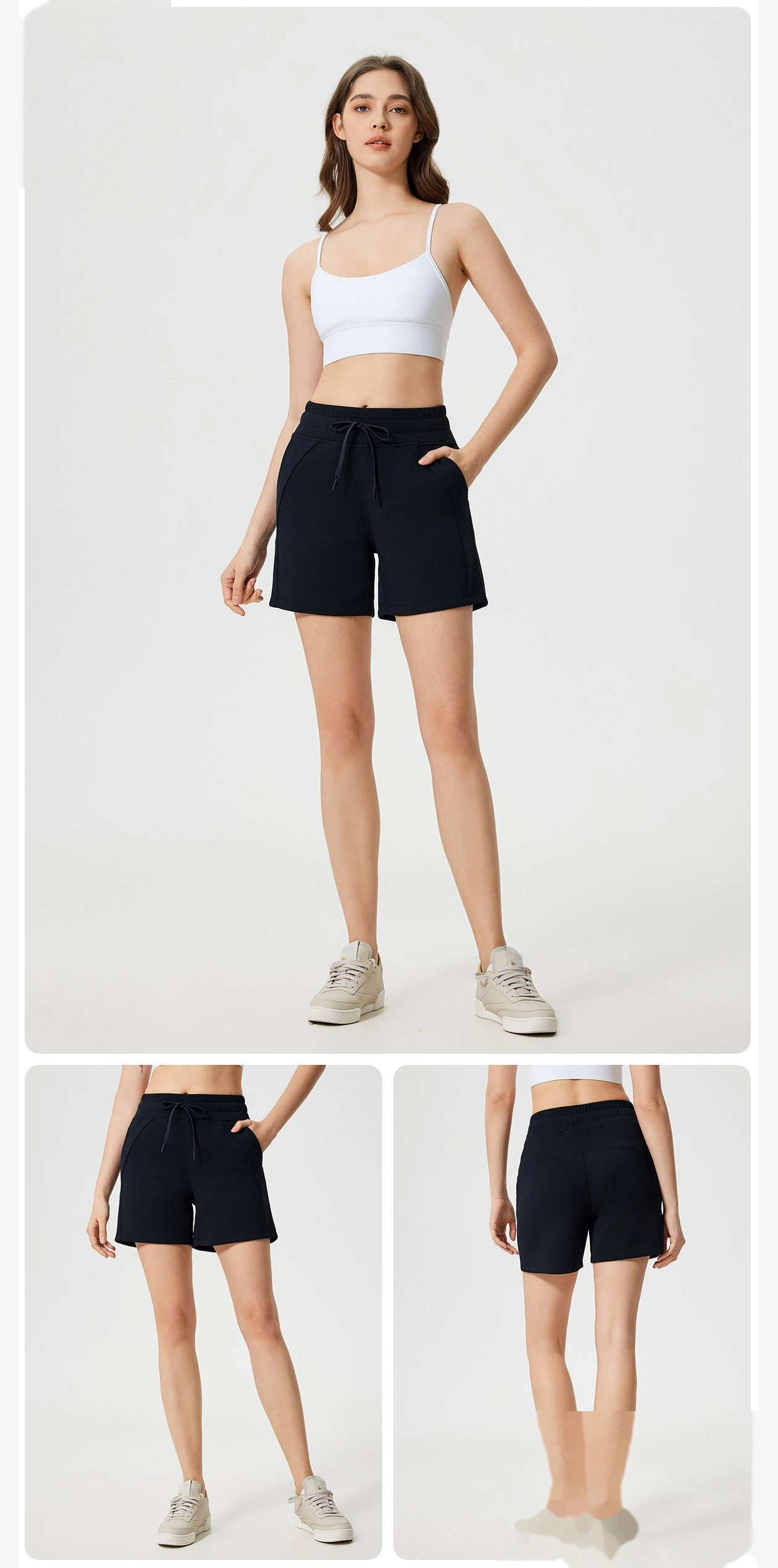 Customized moisture absorption and perspiration fitness running shorts women's leisure yoga shorts detail