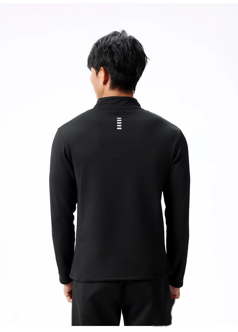 Customized men's spring and autumn sportswear fitness fishing running collar half zipper sports long sleeve T-shirt detail