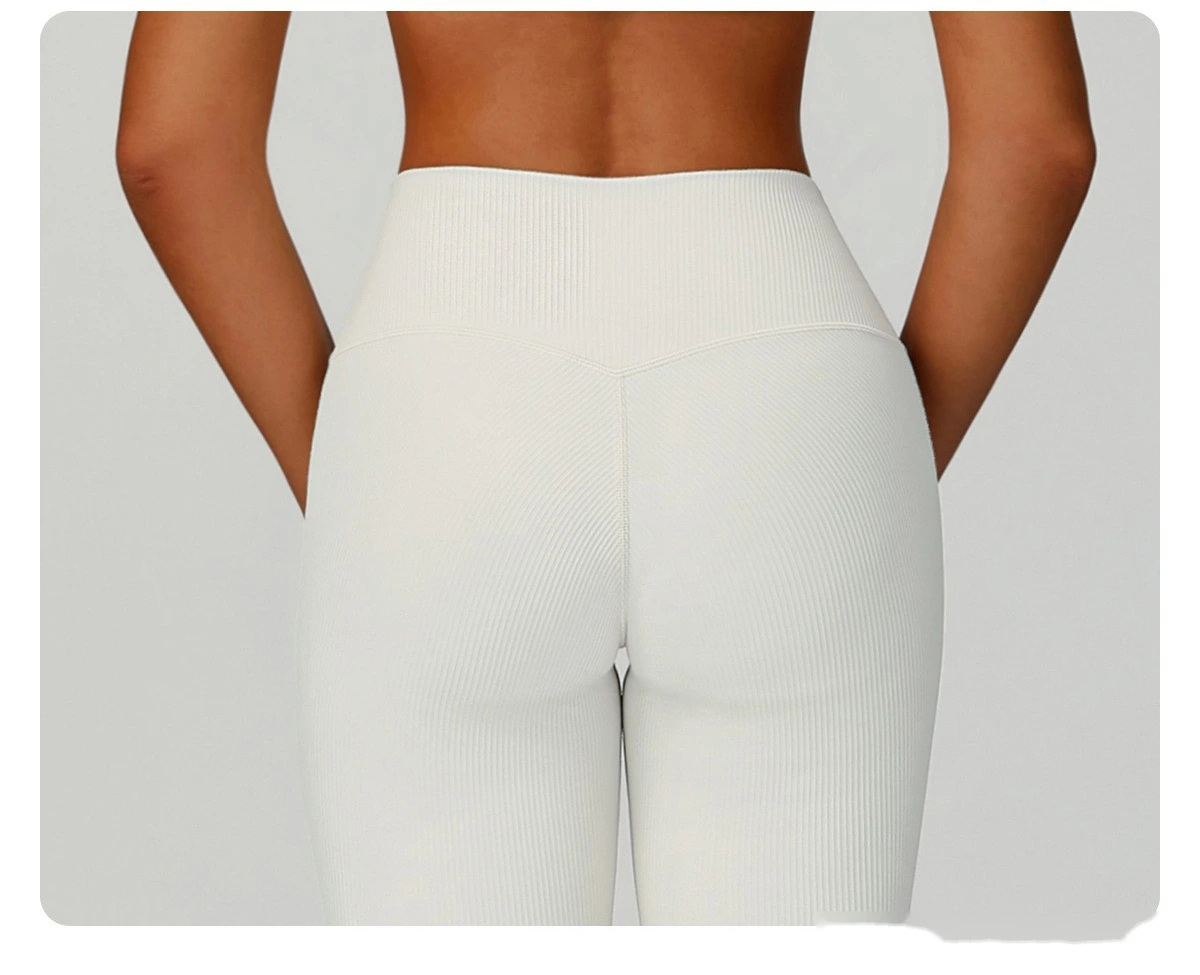 Threaded yoga pants, high waist, hips and slim tights, outdoor sports and running fitness clothes detail