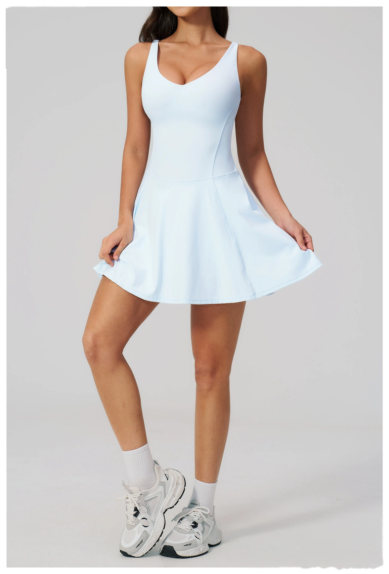 Women's Custom Yoga Sport Dress with Side Pockets, Anti-Exposure Quick Dry Breathable Running Fitness Tennis Skirt detail