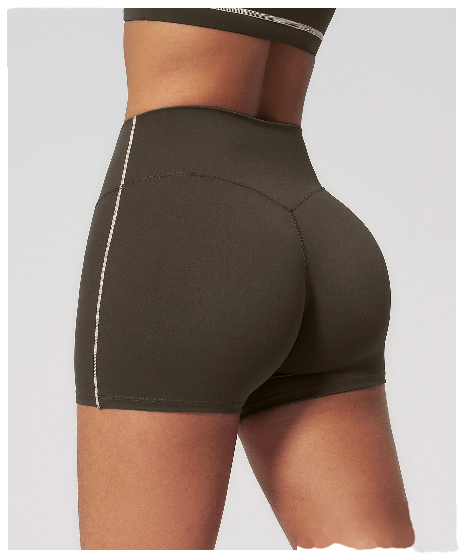 High Waist Peach Hip Naked Feel Yoga Shorts, Elastic Tight Sports Fitness Yoga Short Outfit for Women detail