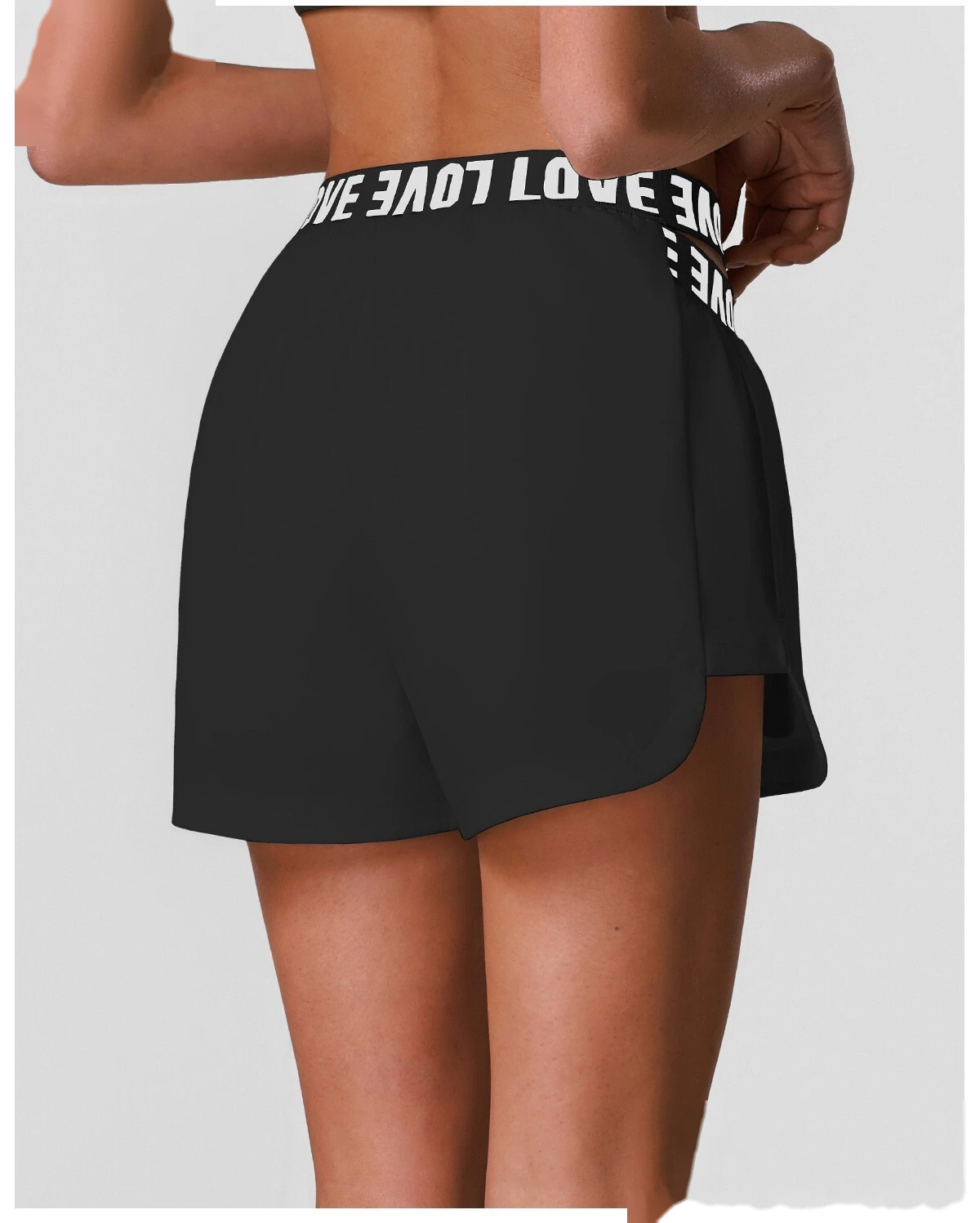 Summer Quick Dry Sports Shorts, Letter Webbing Elastic Lined Workout Yoga Shorts With Pocket detail