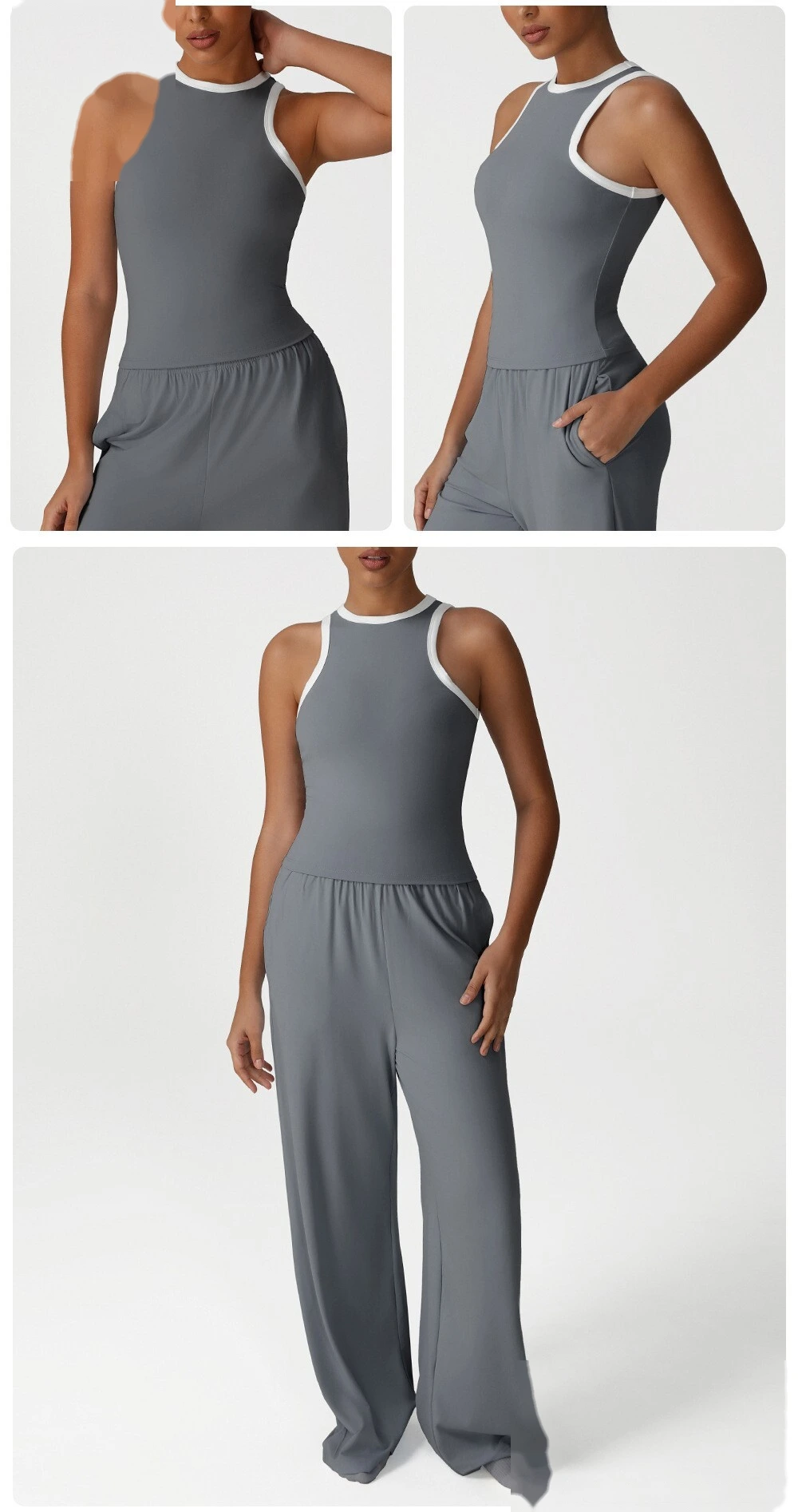 Customized high elastic slim vest running underwear new fashion contrast top fitness sports vest detail