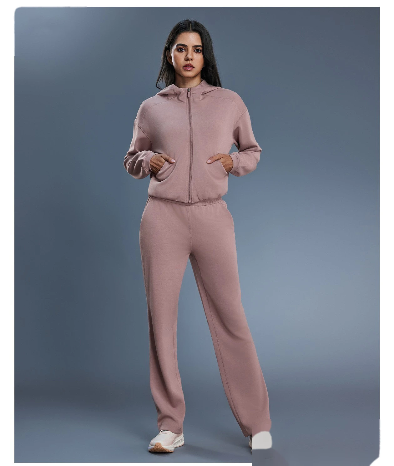 New Custom Women's Zip-Up Hooded Jacket - Casual Sportswear for Running & Workout detail
