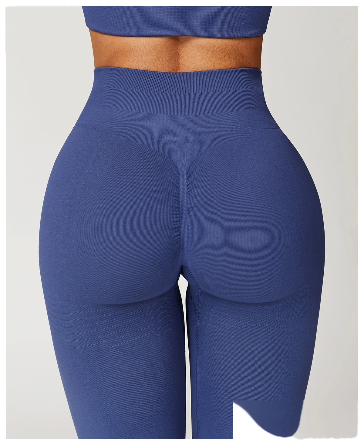 Custom EU/US High-Waisted Yoga Pants - Seamless Butt-Lifting Ribbed Waist Tummy-Control Leggings for Running Gym detail