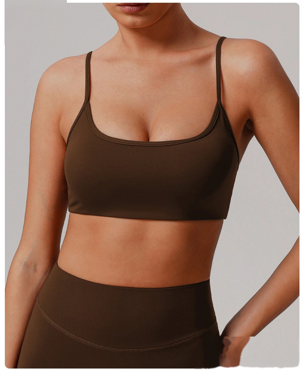 Customized beauty back sports bra nude yoga bra running fitness shirt sling yoga clothes detail
