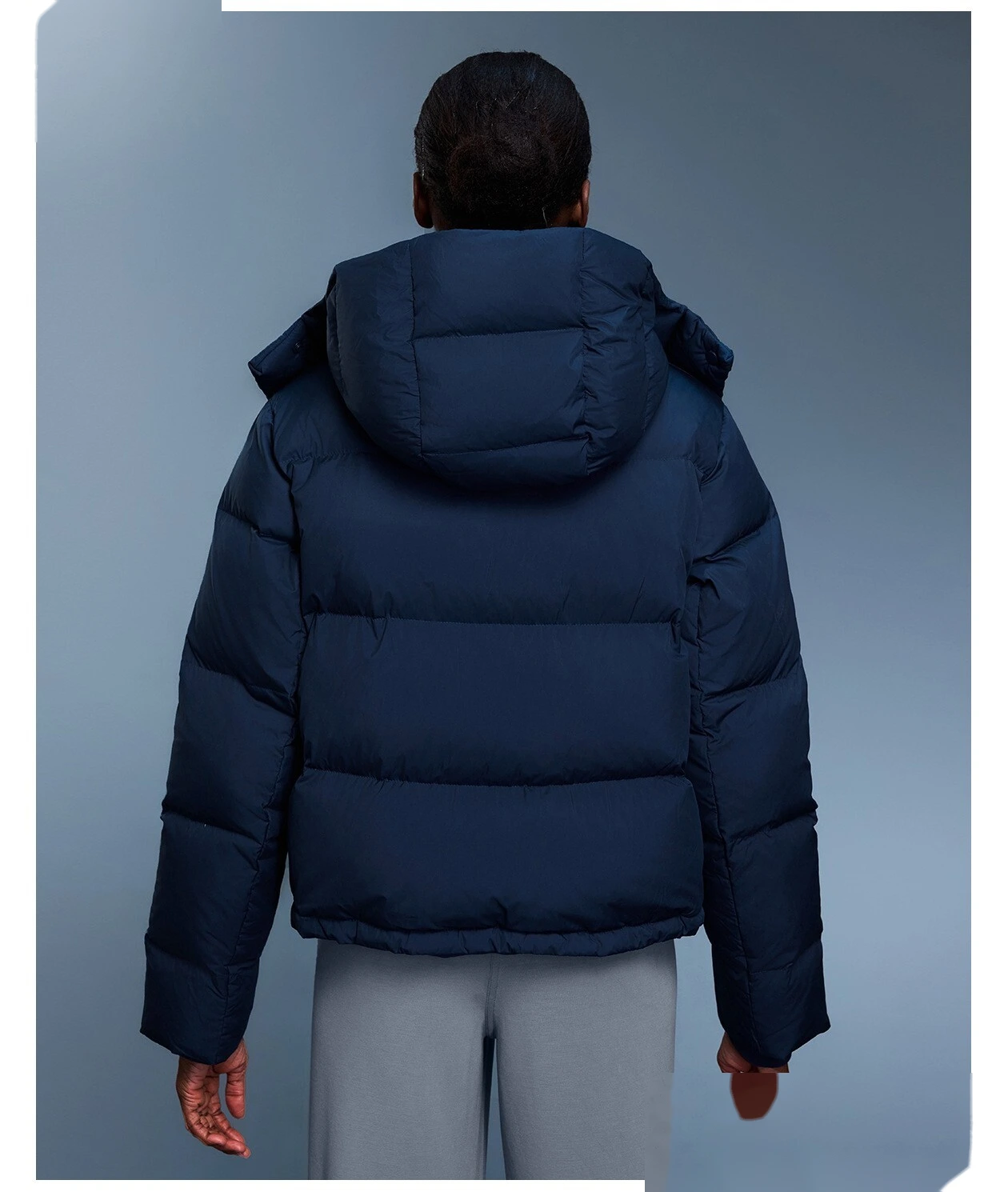 Customize the new winter detachable hooded thick warm loose fashion coat down jacket women. detail