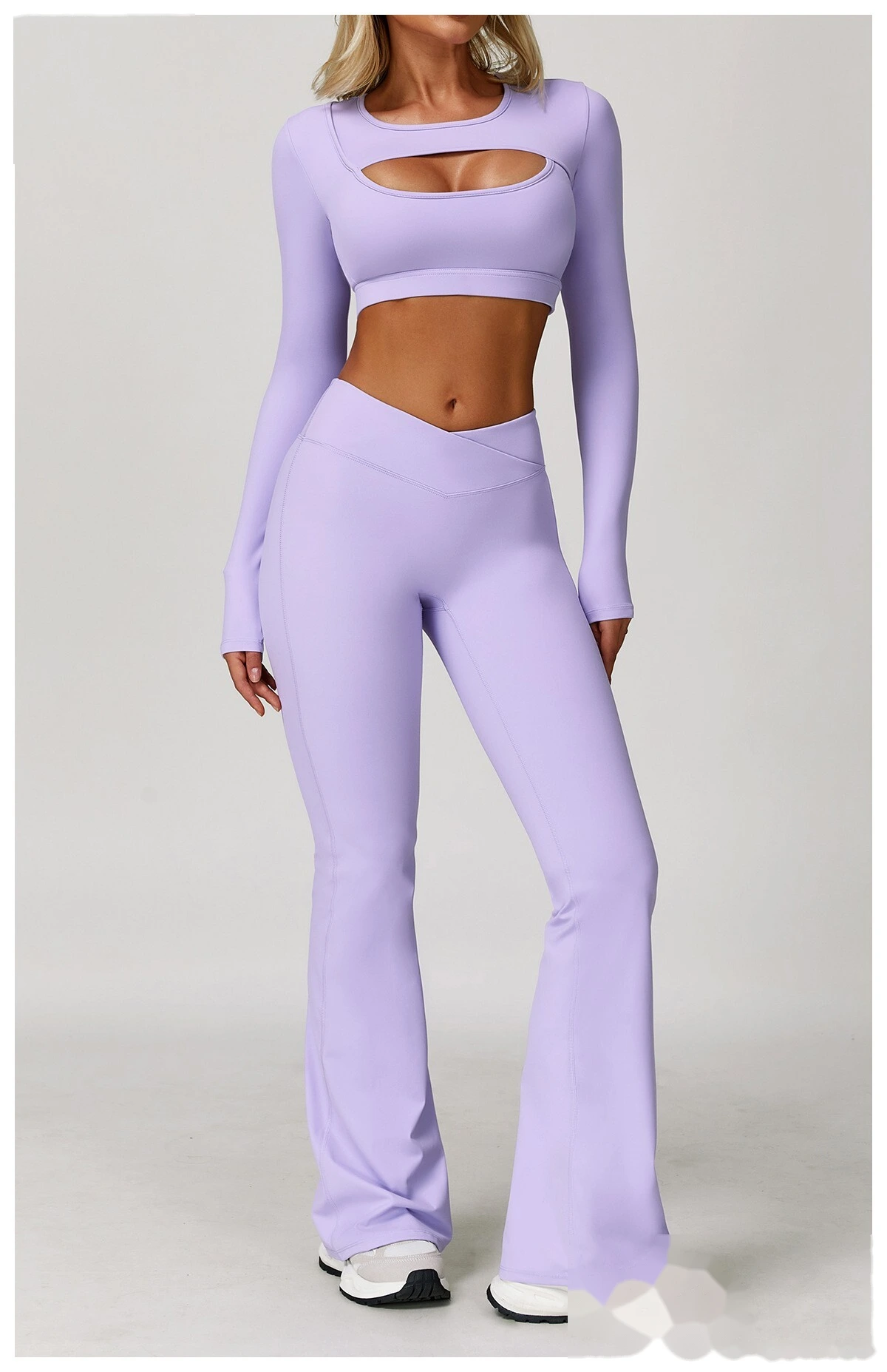 Customized tight-fitting yoga long sleeve earthquake-proof exercise hollow T-shirt running fitness yoga top detail