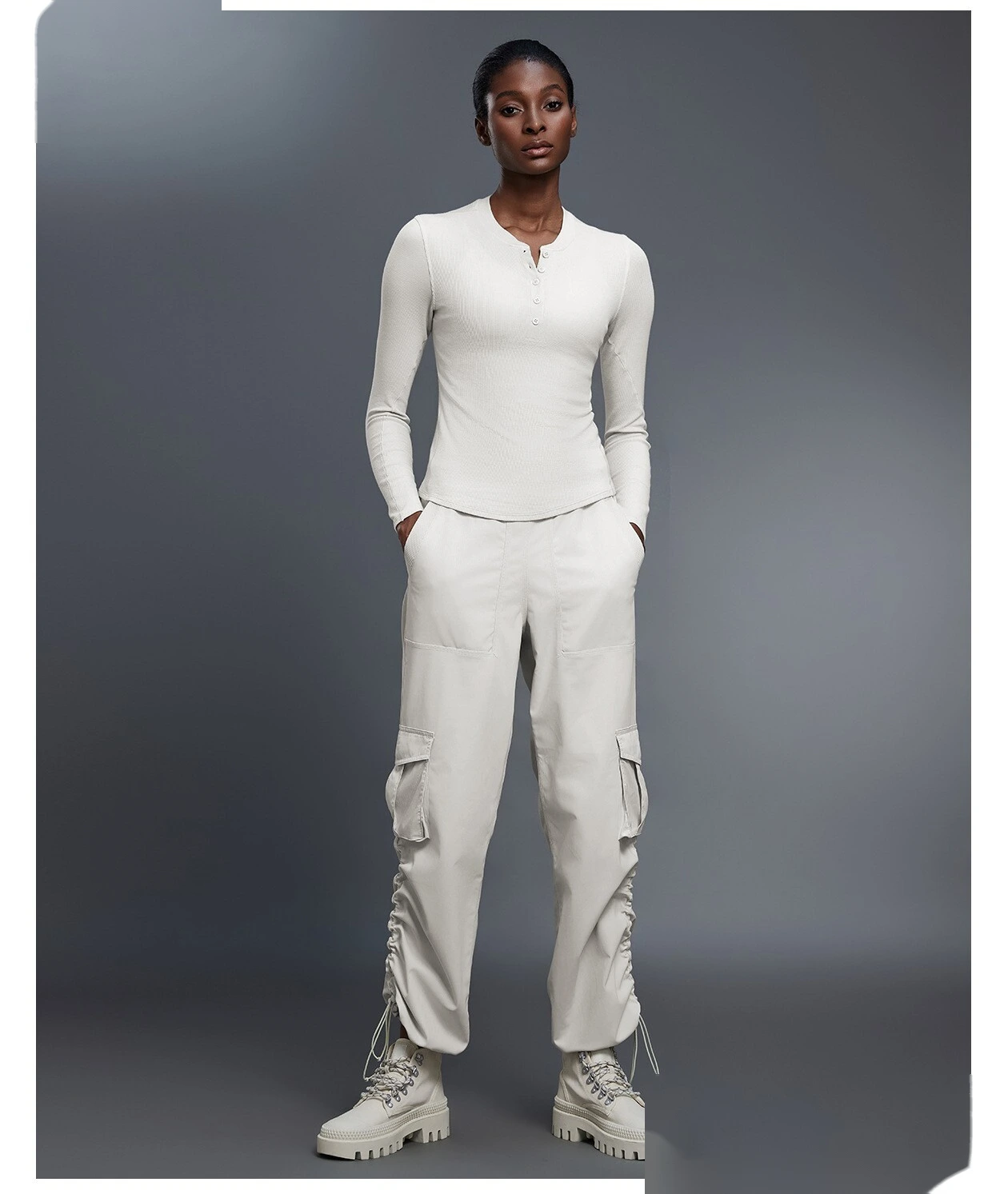 Women's Winter Casual Cargo Pants | Fleece-Lined Warmth, Loose Fit, Drawstring Cuff 2-Way Wear, Sports & Daily Use detail
