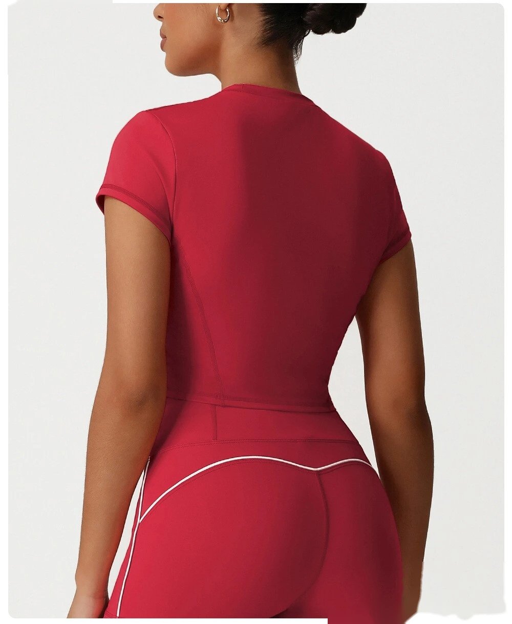 Customized slim quick-drying Pilates short shoulder clothes yoga clothes short sleeve running fitness T-shirt detail