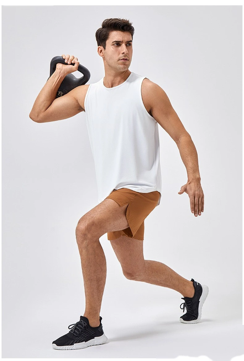Customized men's breathable and comfortable high-elastic sports fitness vest detail