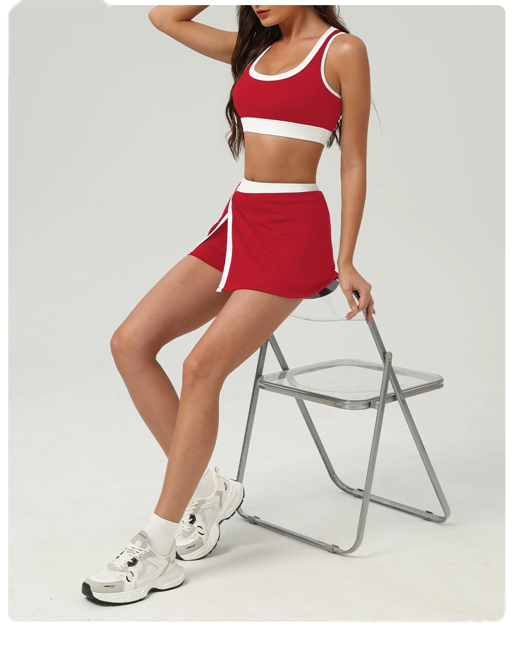 Color matching sports bra quick-drying shockproof yoga vest bra detachable chest pad fitness suit detail