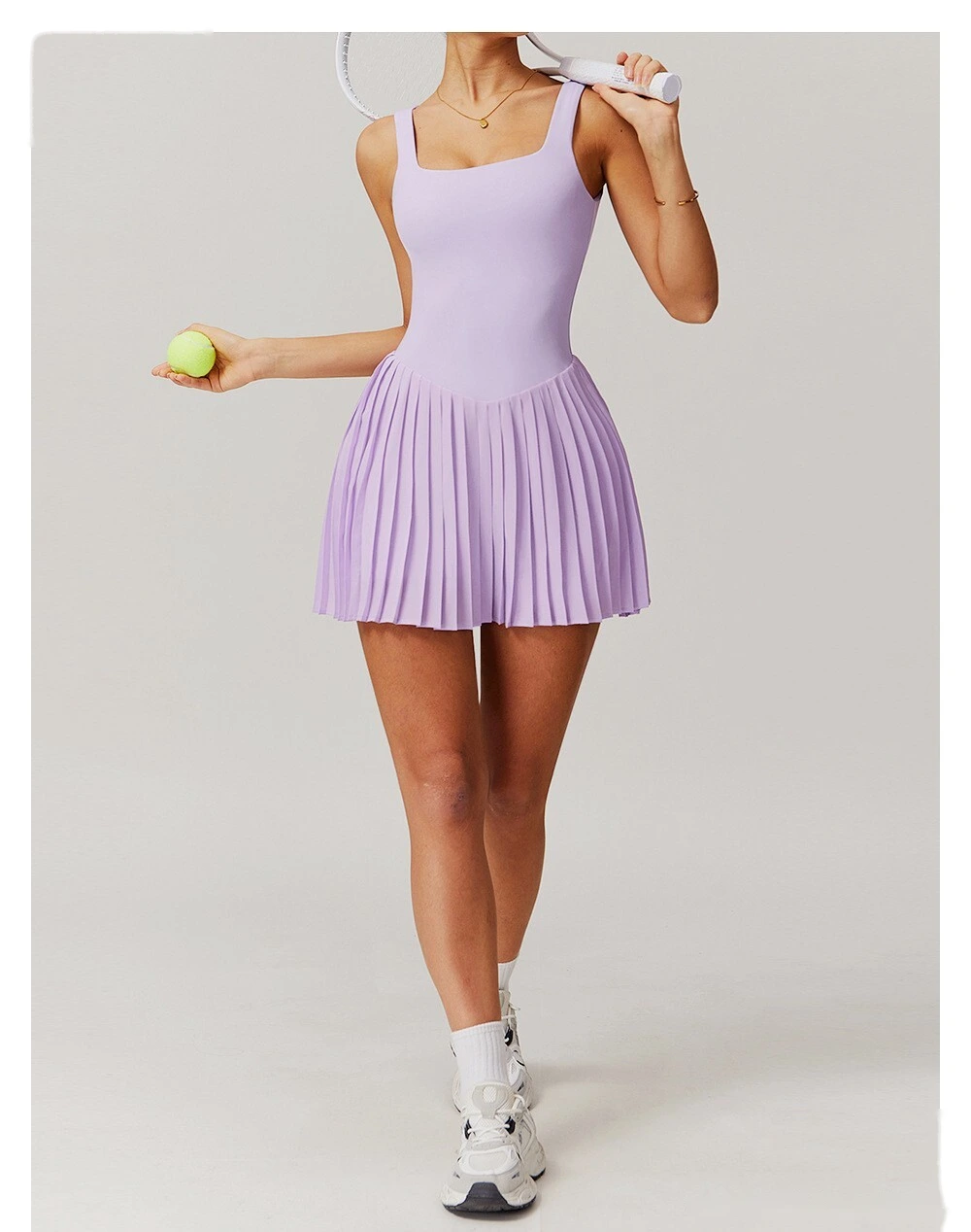 Fake two-piece tennis skirt bottoming anti-exposure fitness pocket pleated skirt sports dress detail