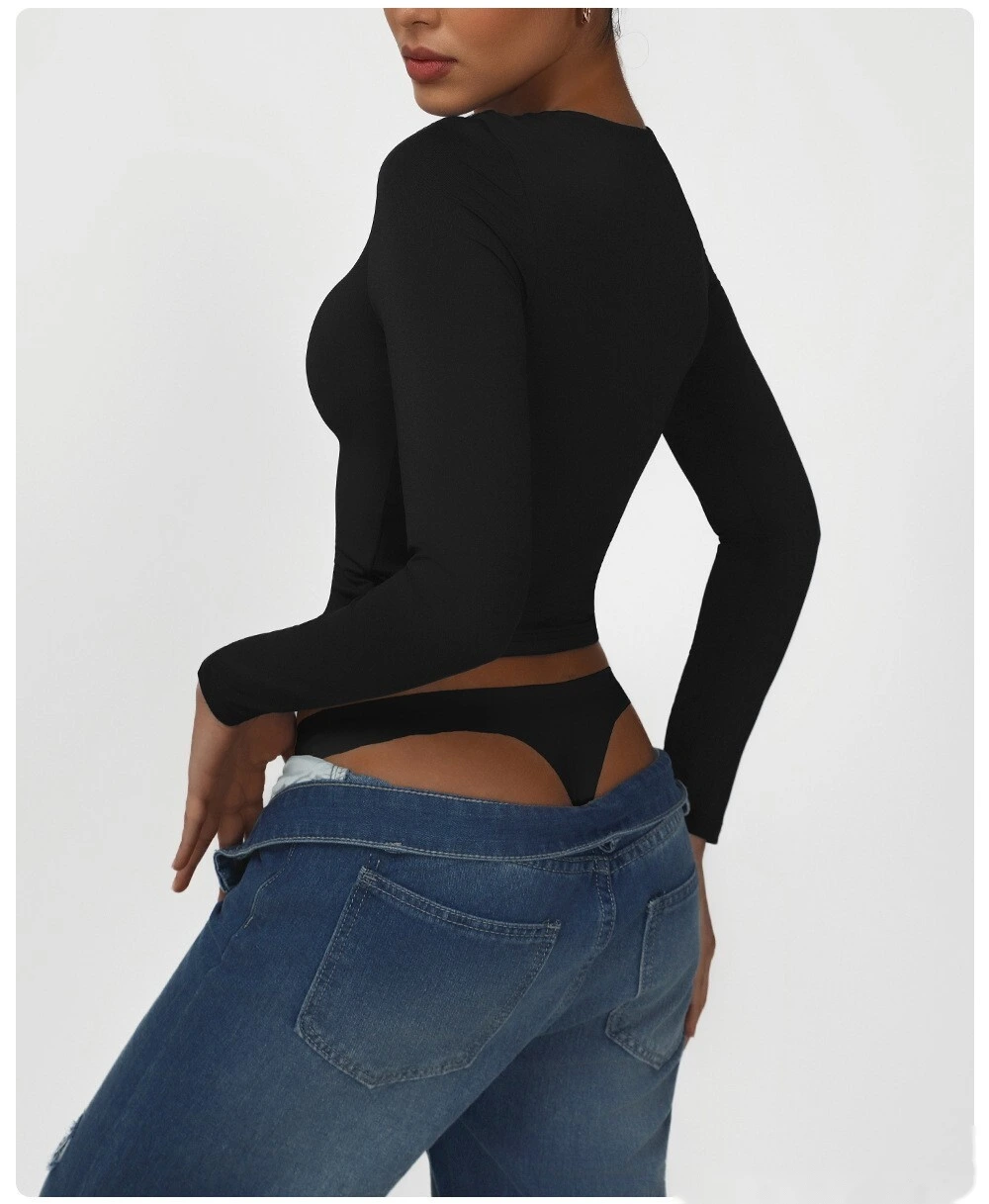 Customized skims new high-elastic dance training sports fitness clothes tight yoga long-sleeved T-shirt detail